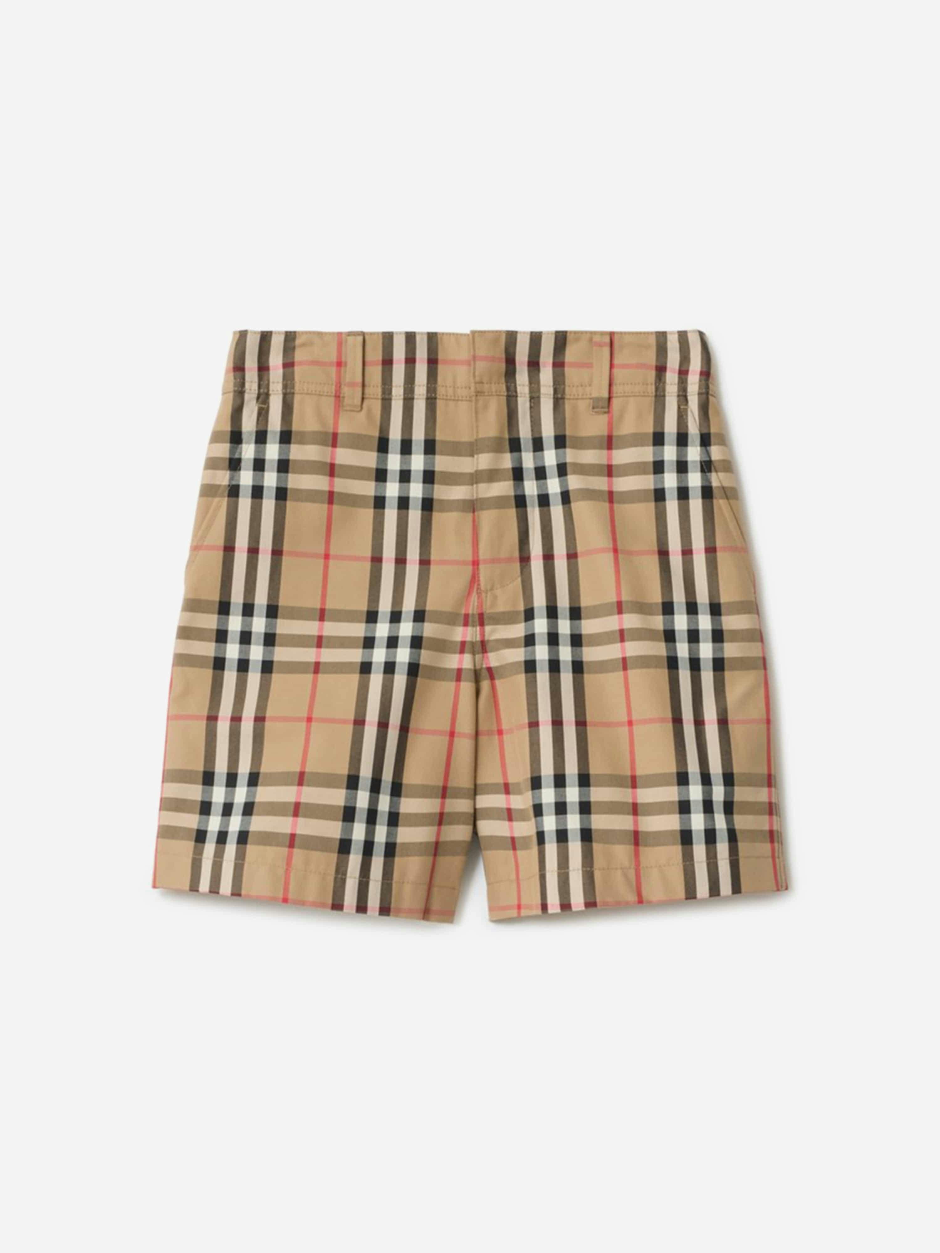 Burberry Kids Boys Beige Burberry Oscar Check Cotton Oxford Shorts In - Camel - 10 Yrs