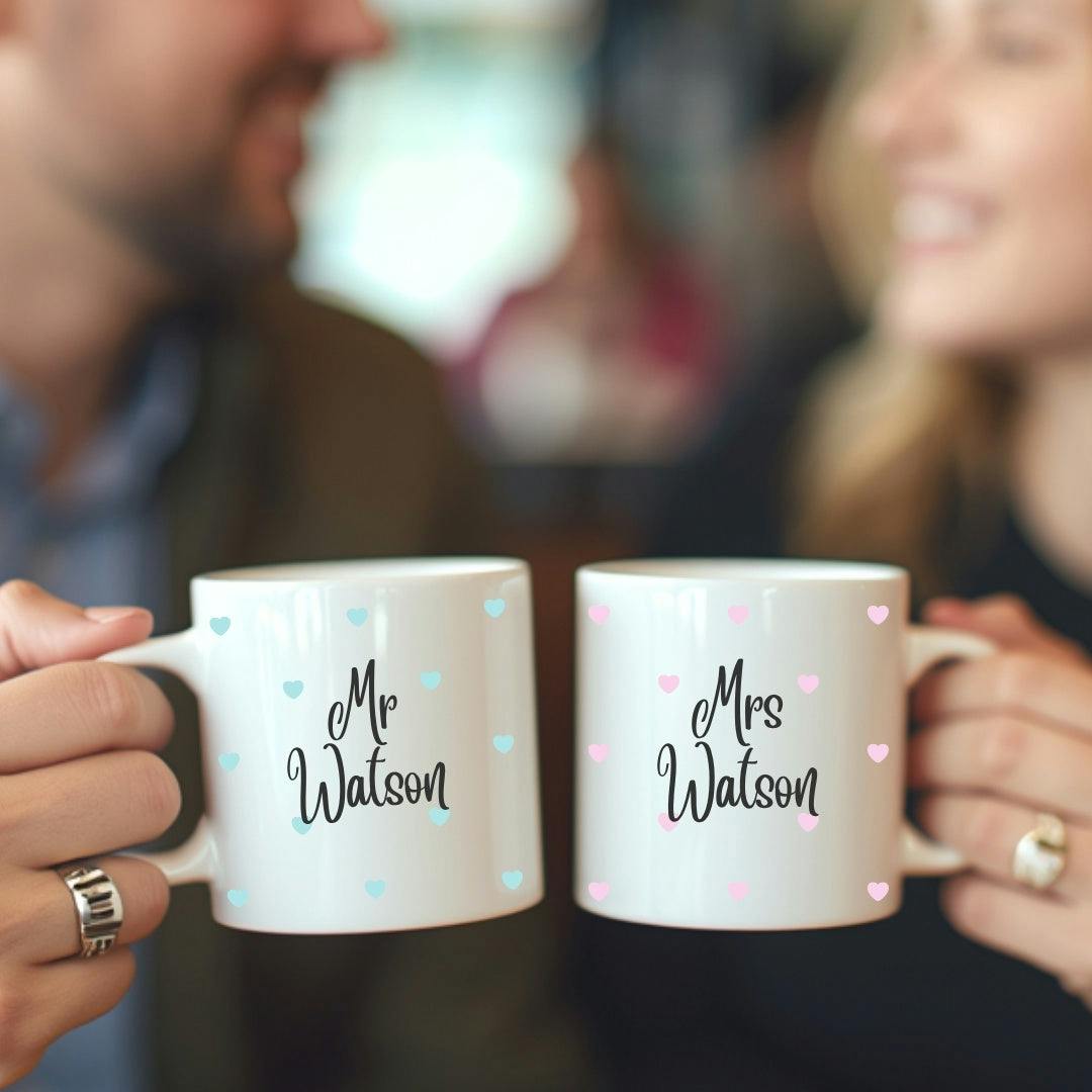Aye Do Gifts Unisex White Mr & Mrs Mini Hearts Mugs Gift Set I Couples Wedding Gift In - Image 2