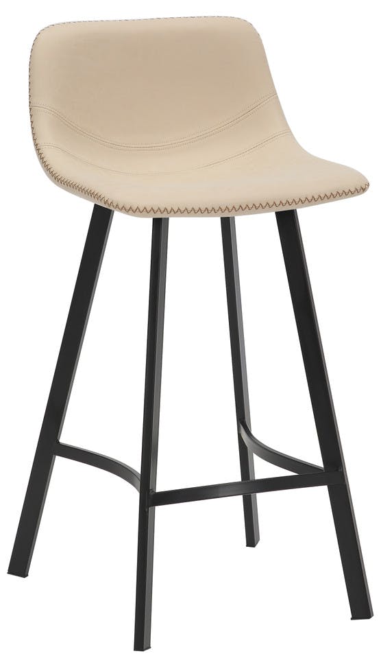 Lamboro Light Antico Fixed Height Bar Stool 66Cm With Faux Leather Seat & Metal Legs