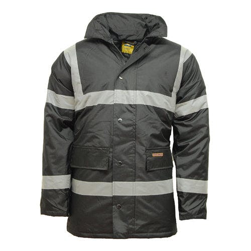Coolandnew Black Standsafe Hv302 Hi Vis Waterproof Parka Jacket - S