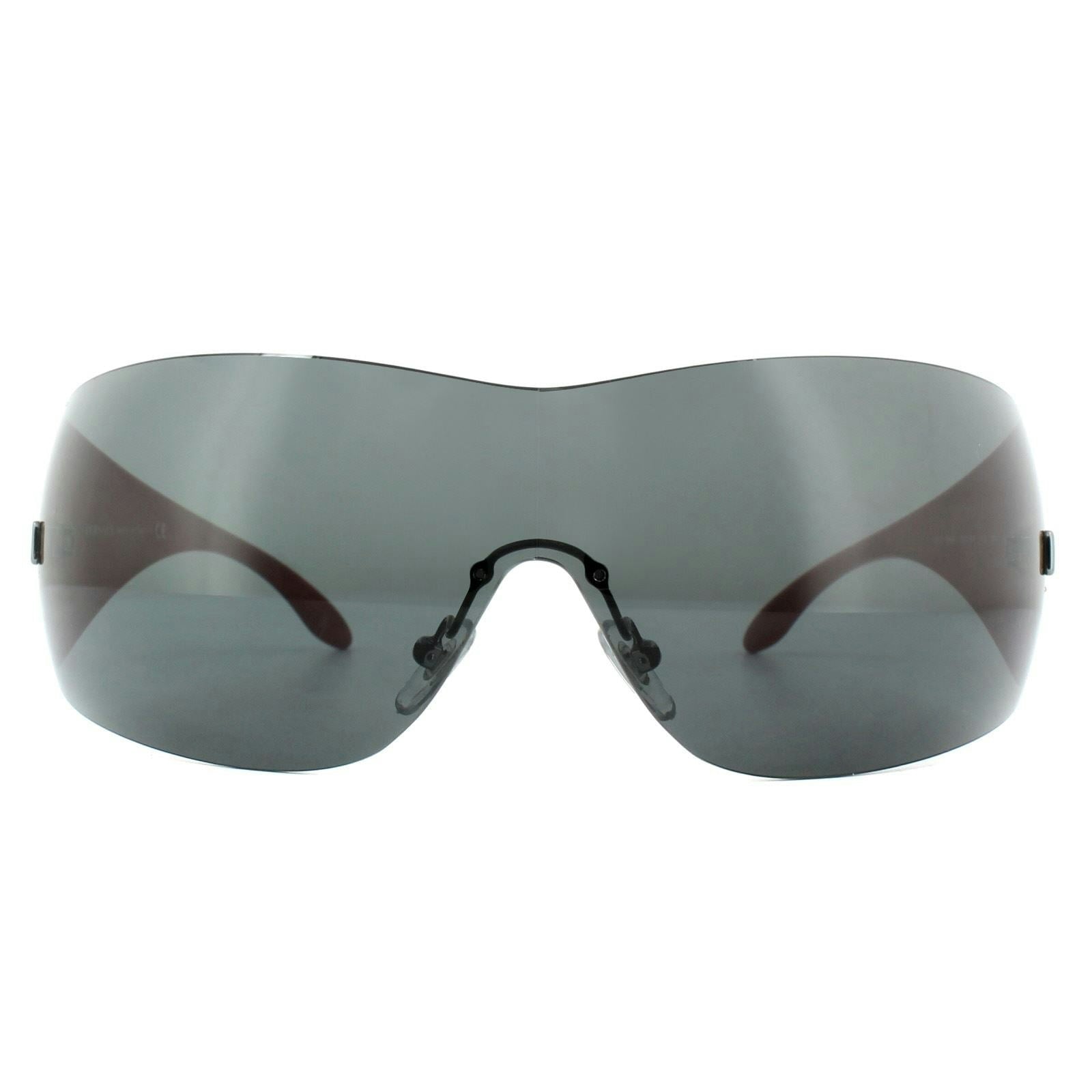 Versace Women's Grey Shield Gunmetal Sunglasses - Image 5