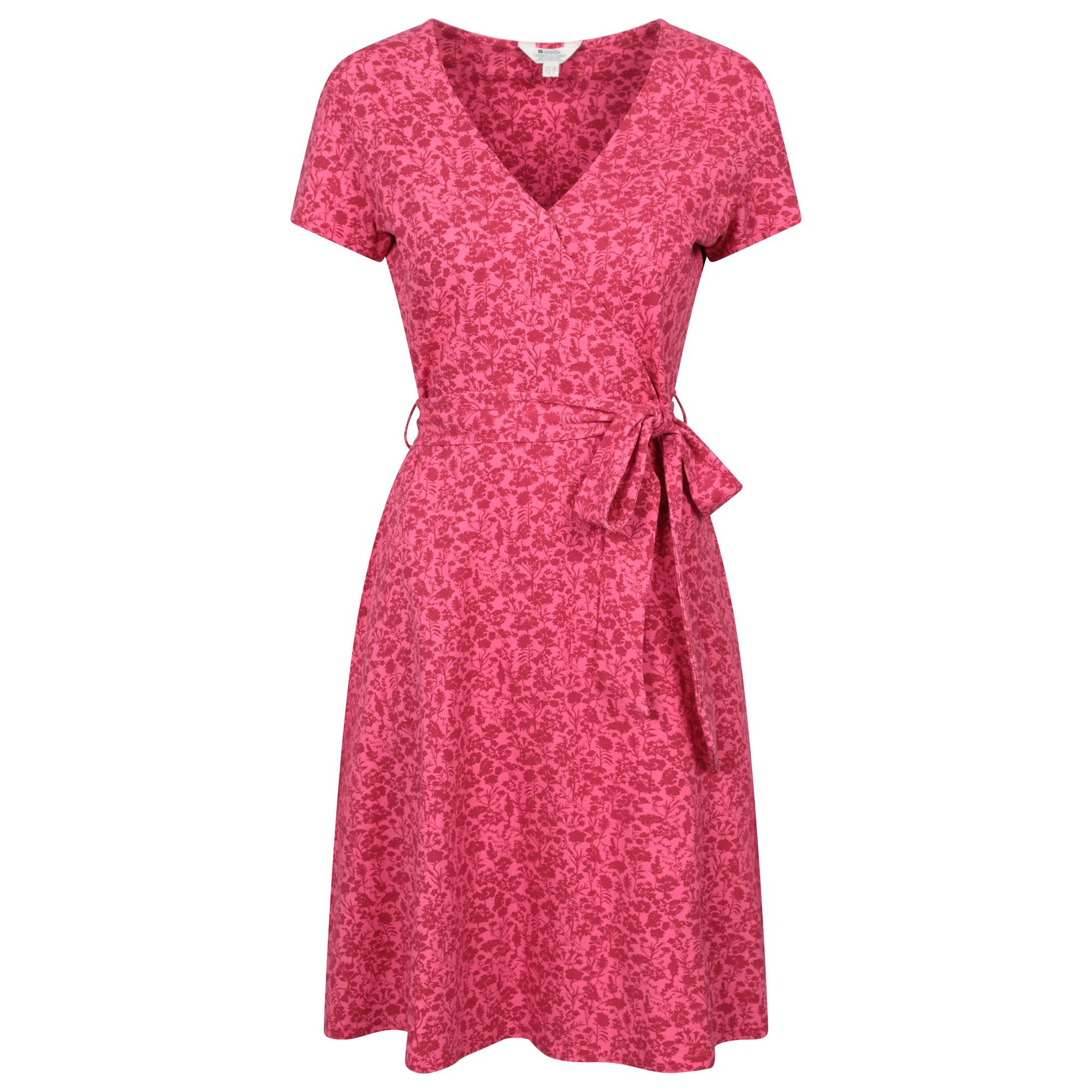 Mountain Warehouse Women's Red / Santorini Flower Jersey Wrap Dress - 14 Uk - 95% Cotton/5% Elastane
