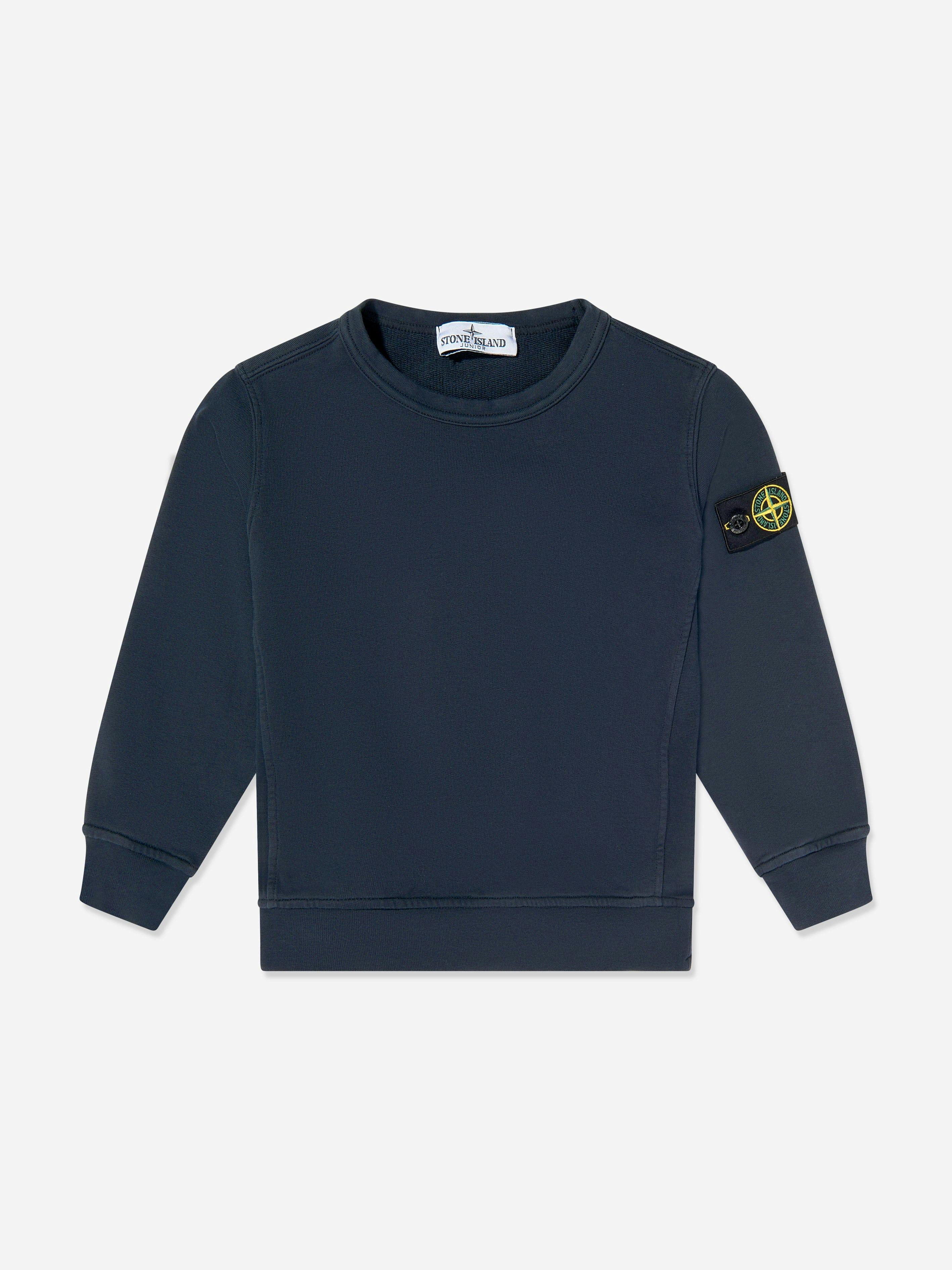 Stone Island Boys Junior Cotton Fleece Sweatshirt In Navy - Navy - 14 Yrs