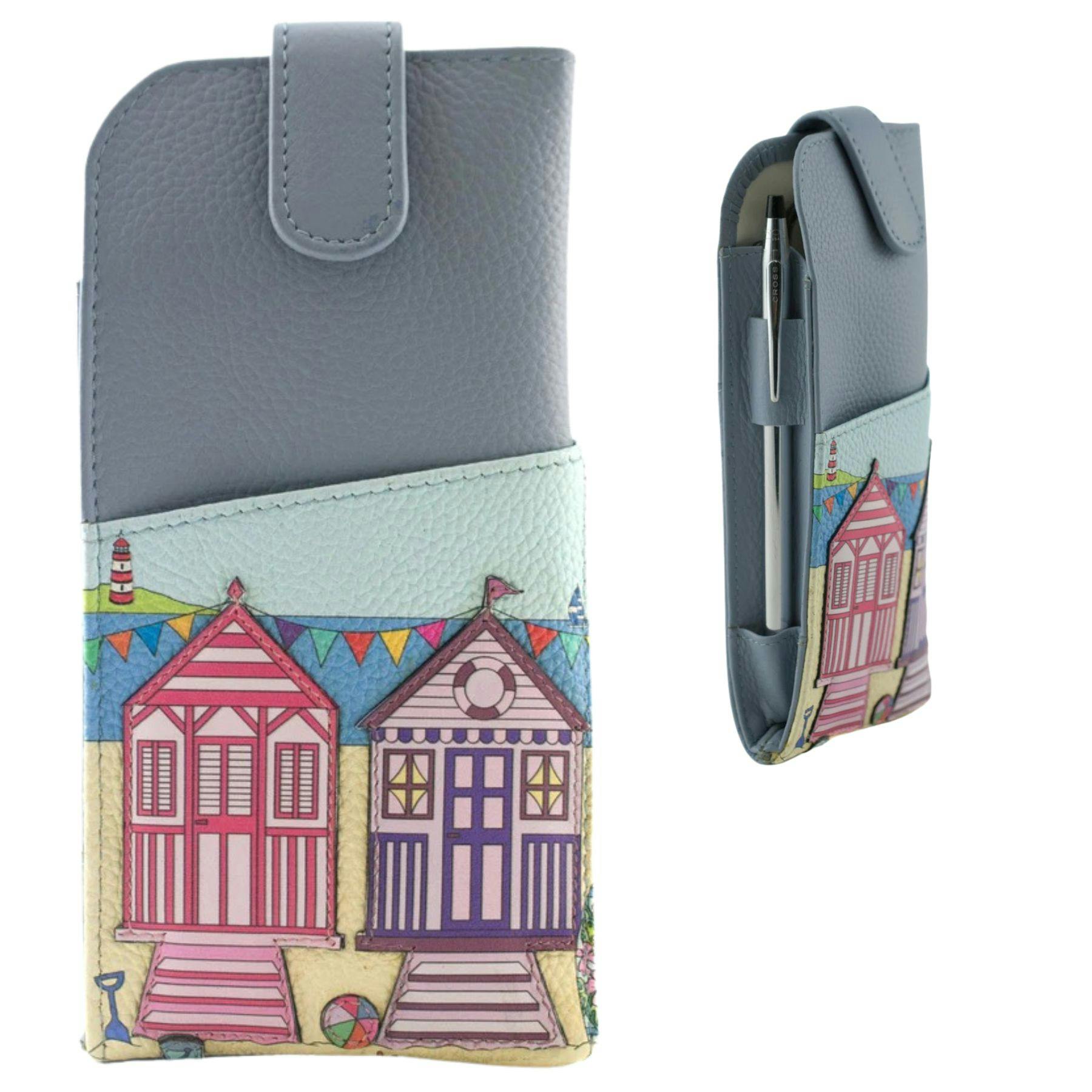Mala Leather The Southwold Seafront Collection - Glasses Case - Multi Pastel - Leather