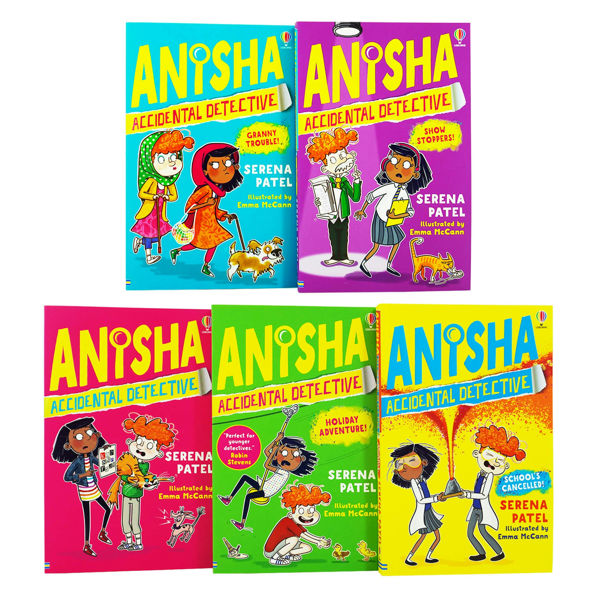 Usborne Anisha Accidental Detective 5 Book Set (Anisha Accidental Detective, School's Cancelled! & More)
