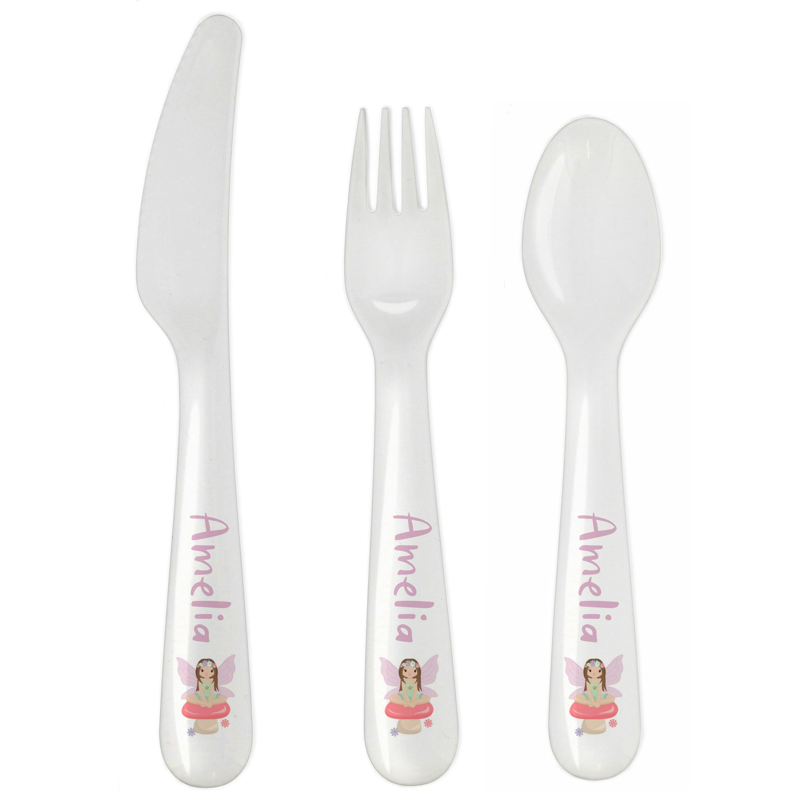 Rackhams Personalised Toadstool Fairy Plastic Cutlery