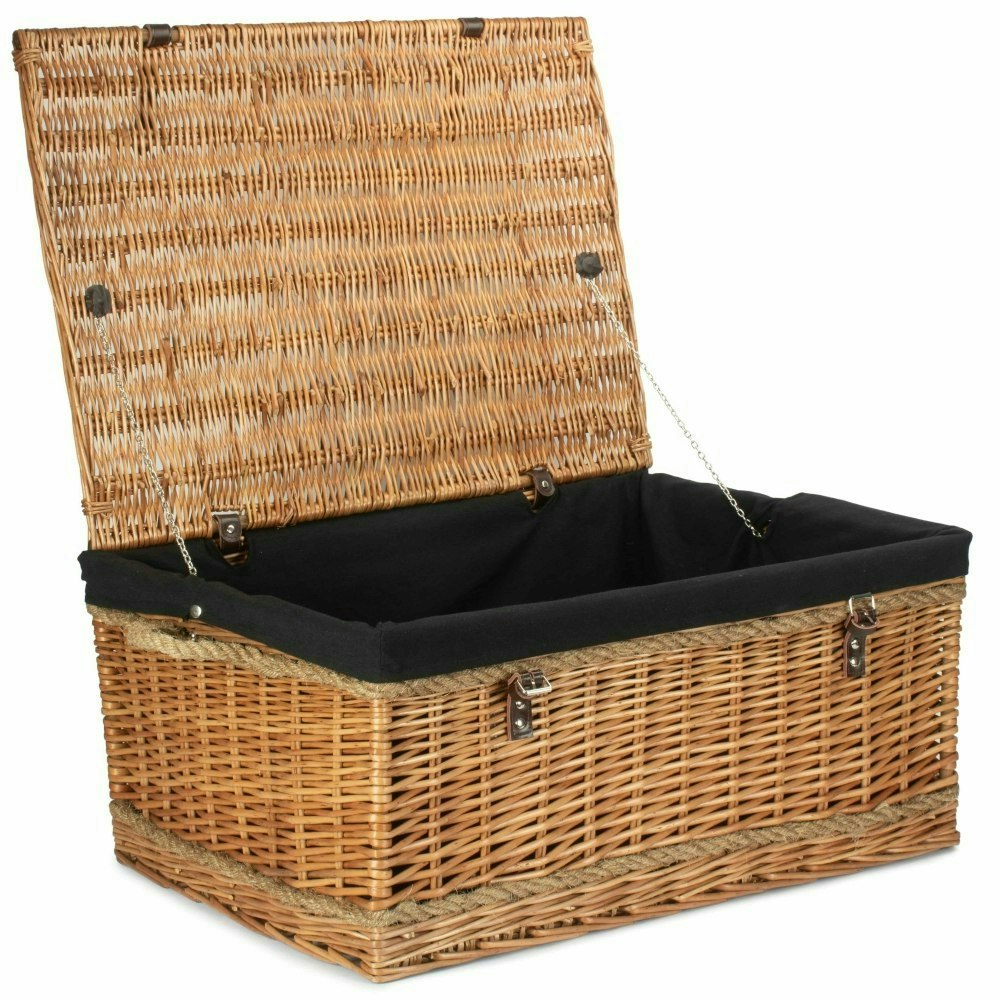 Red Hamper Red/Black Hamper 72Cm Double Steamed Rope Handled Wicker Trunk - Wicker - 1