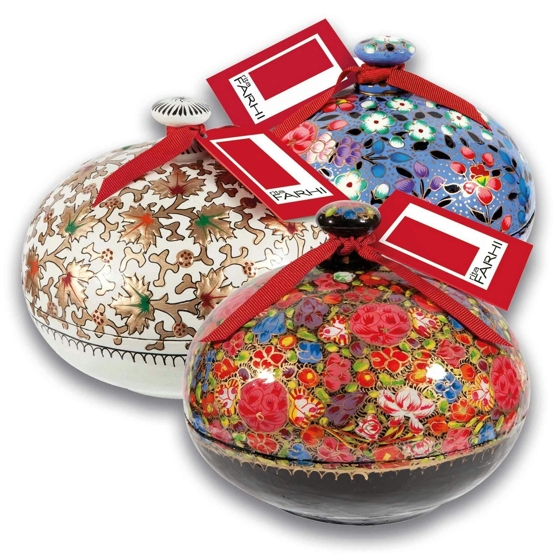 Rita Farhi Dark Large Handmade Bonbonnière Filled With Chocolate Coated Ginger, Palm Oil Free, 260G - Floral