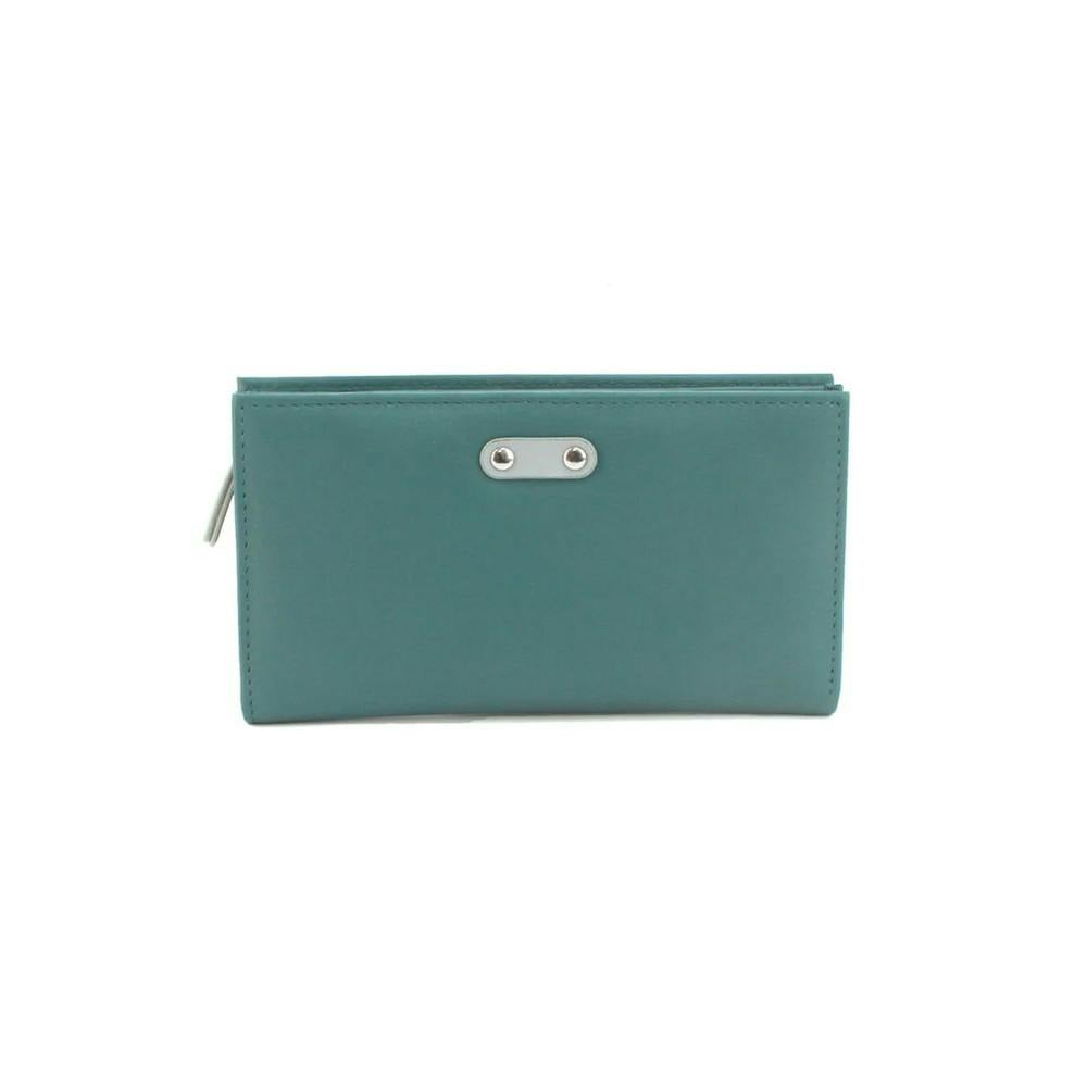 Eastern Counties Leather Women's Green/Grey / Rosemary Contrast Leather Purse - Aqua - Aqua - One Size - 100% Leather