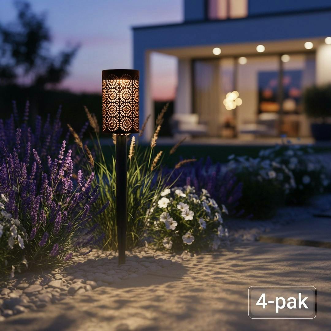 Rackhams Black Solar Lamp Decor 3000K Ip44 4Pcs