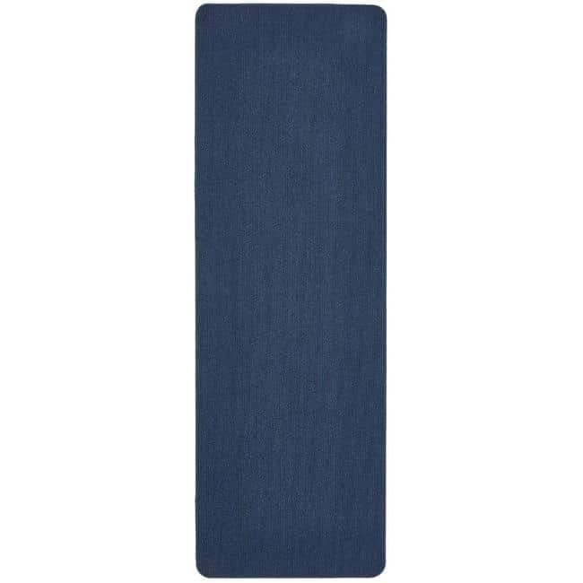 The Rugs Blue Washable Plain Mat And Runner - 67X200 Cm