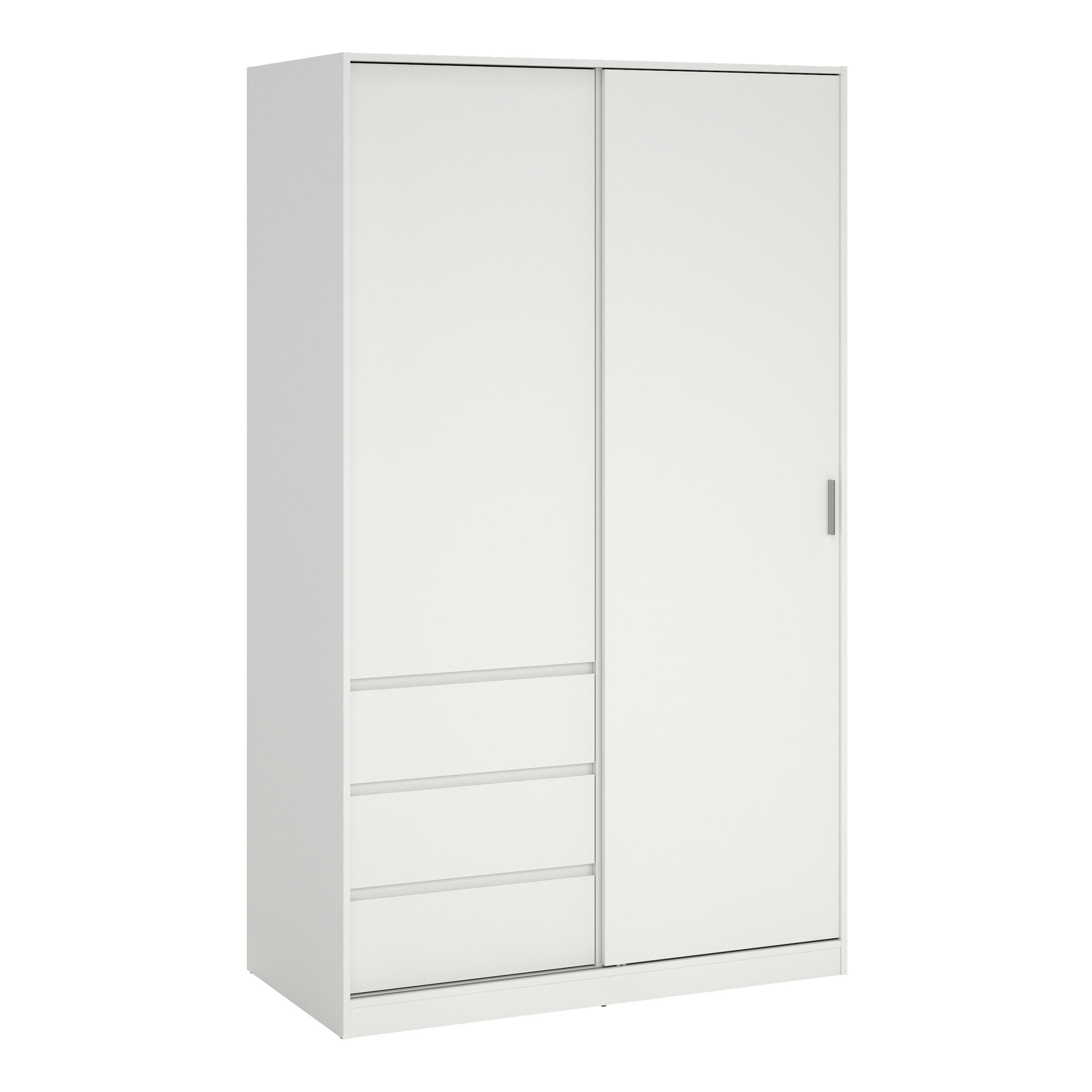 Rackhams White Naia Wardrobe With 1 Sliding Door And 1 Door + 3 Drawers In - Malemine - 1