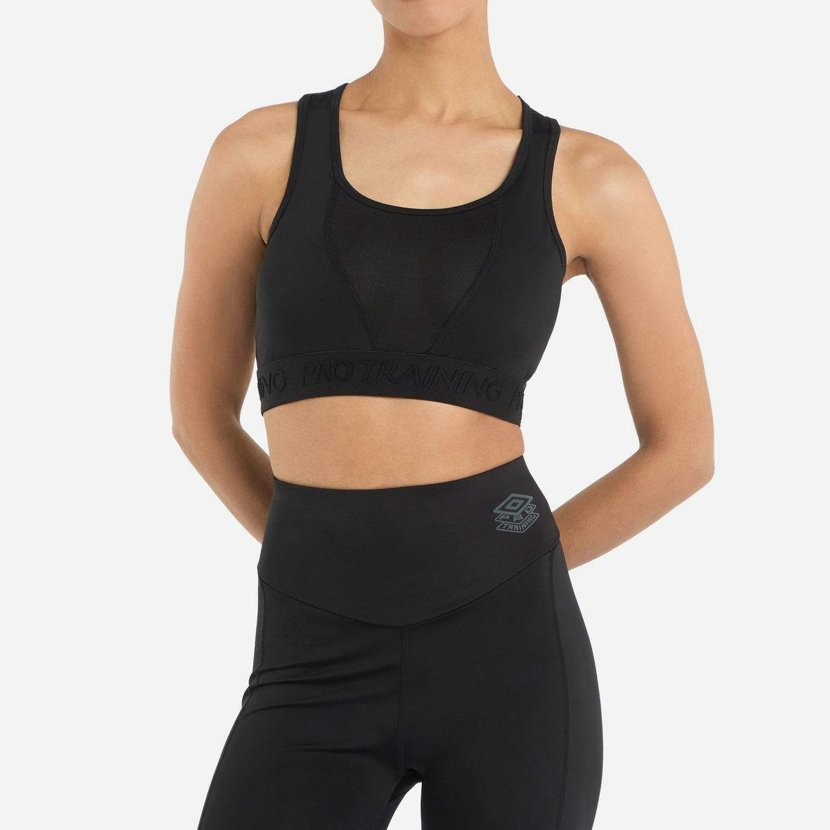 Umbro Women's Black Pro Training Sports Bra - 10 Uk - 80% Recycled Polyester/20% Elastane