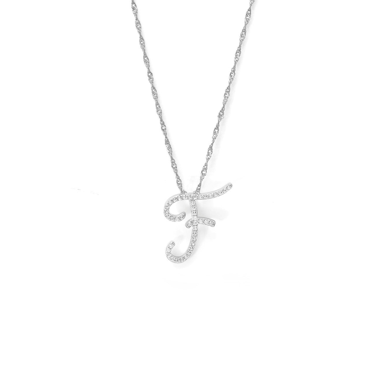 Say It With Silver Luxe Cz Initial Necklace - Sterling - F