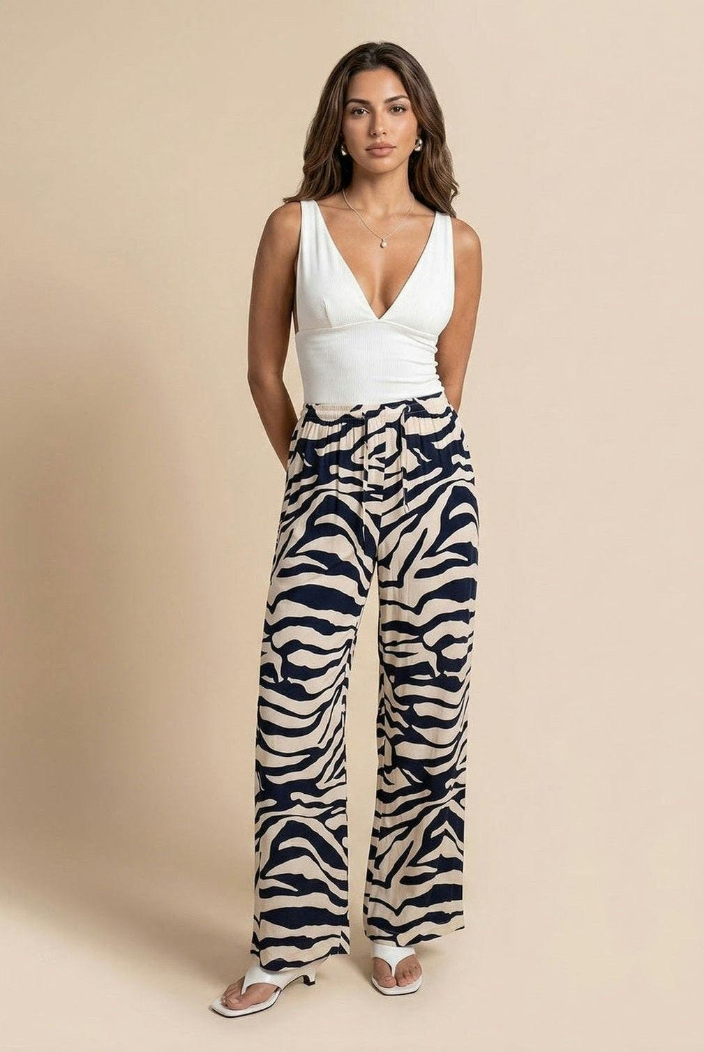 Urban Bliss Zebra Trouser Navy Pattern - 12
