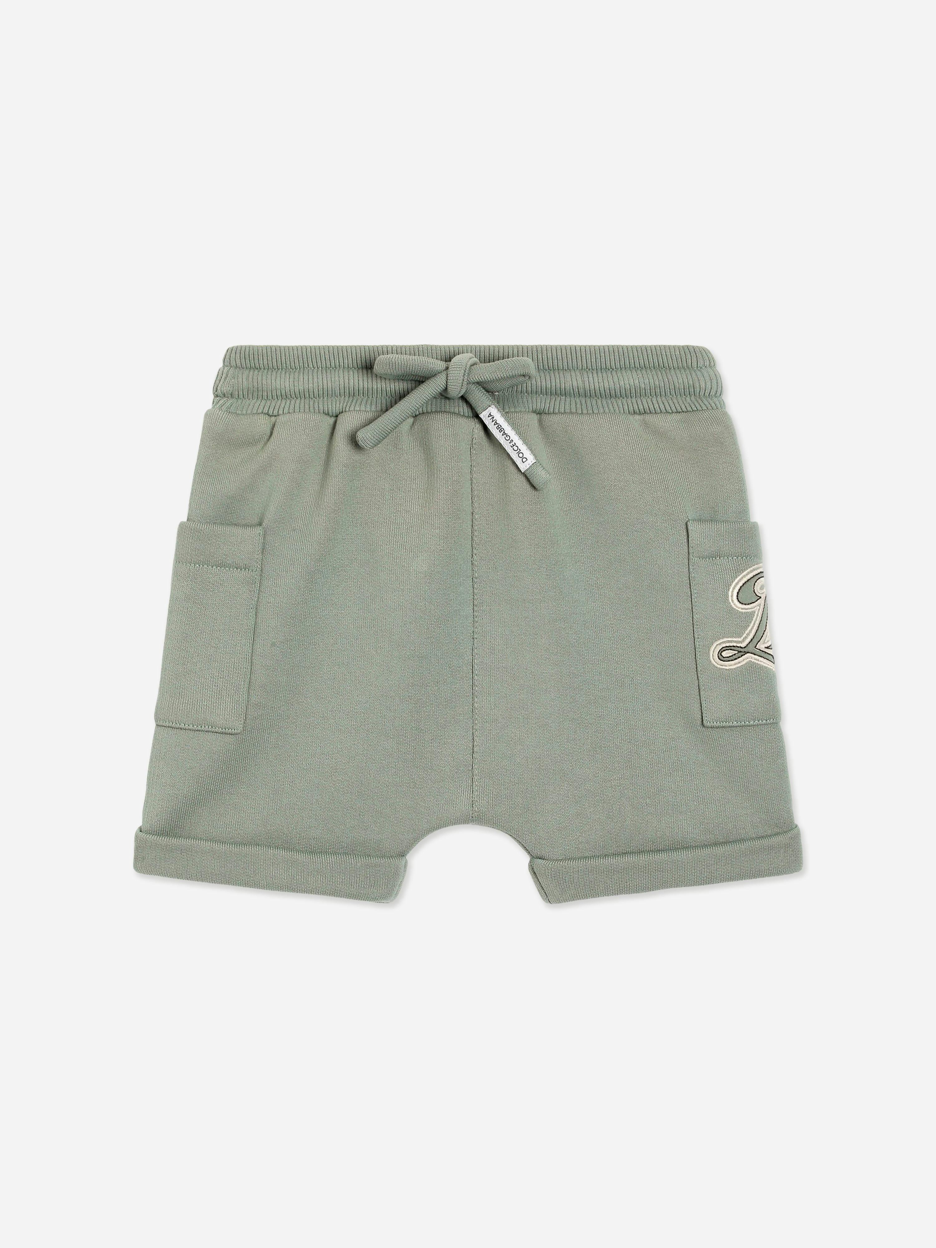 Dolce & Gabbana Kids Boys Green Dolce & Gabbana Baby Embroidered Logo Shorts In - 12 - 18 Mths