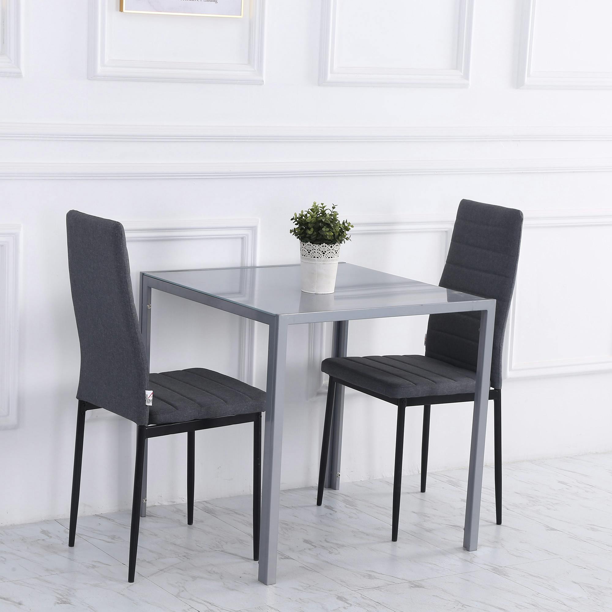 Homcom Modern Square Dining Table With Tempered Glass Top & Metal Legs - Image 4