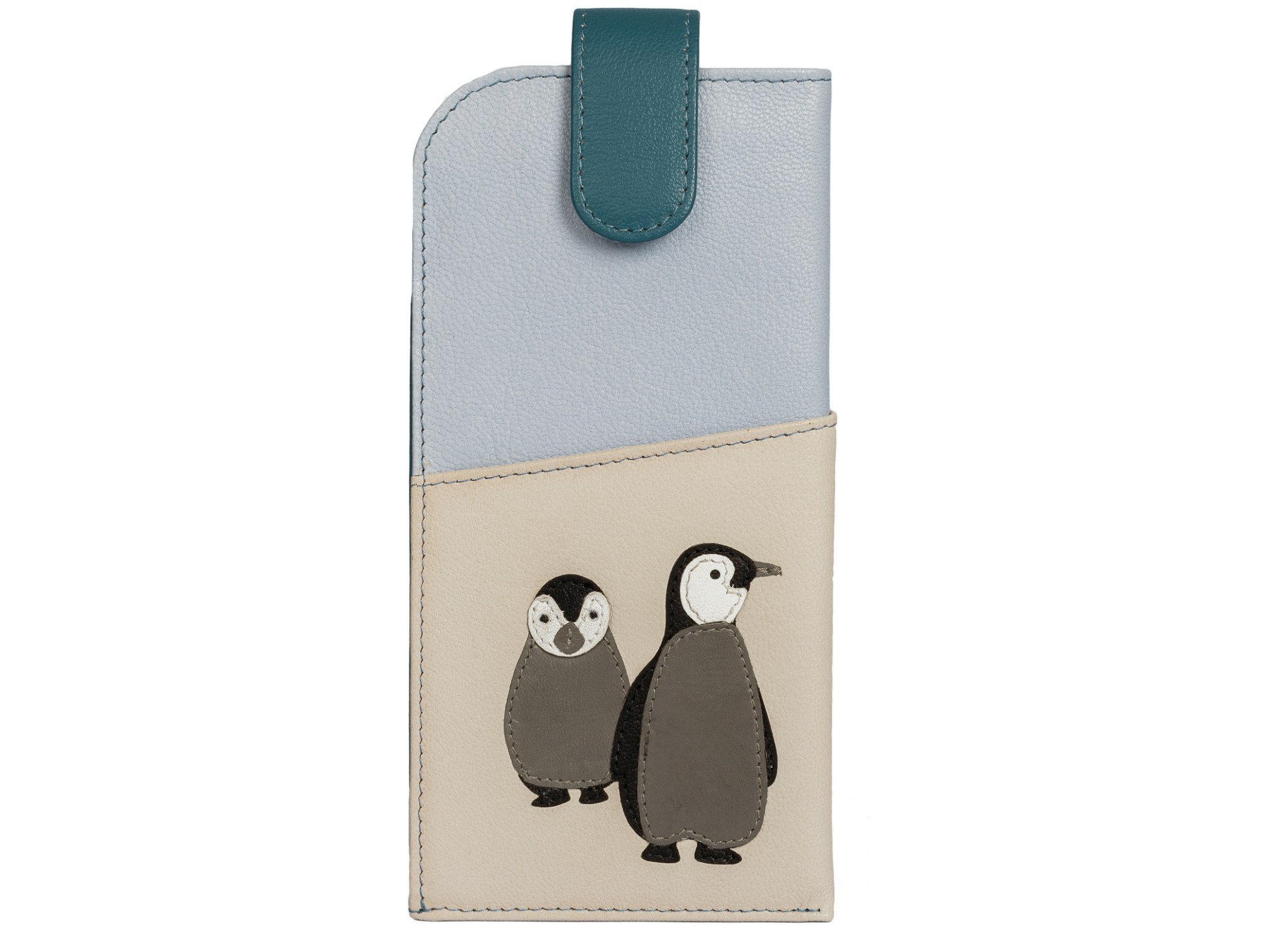 Mala Leather Blue Penguin Glasses Case Leather & Wide Fitting