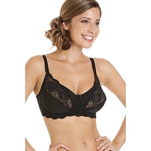 Camille Women's Black Lingerie Full Cup Underwired Lace Bra - 38B