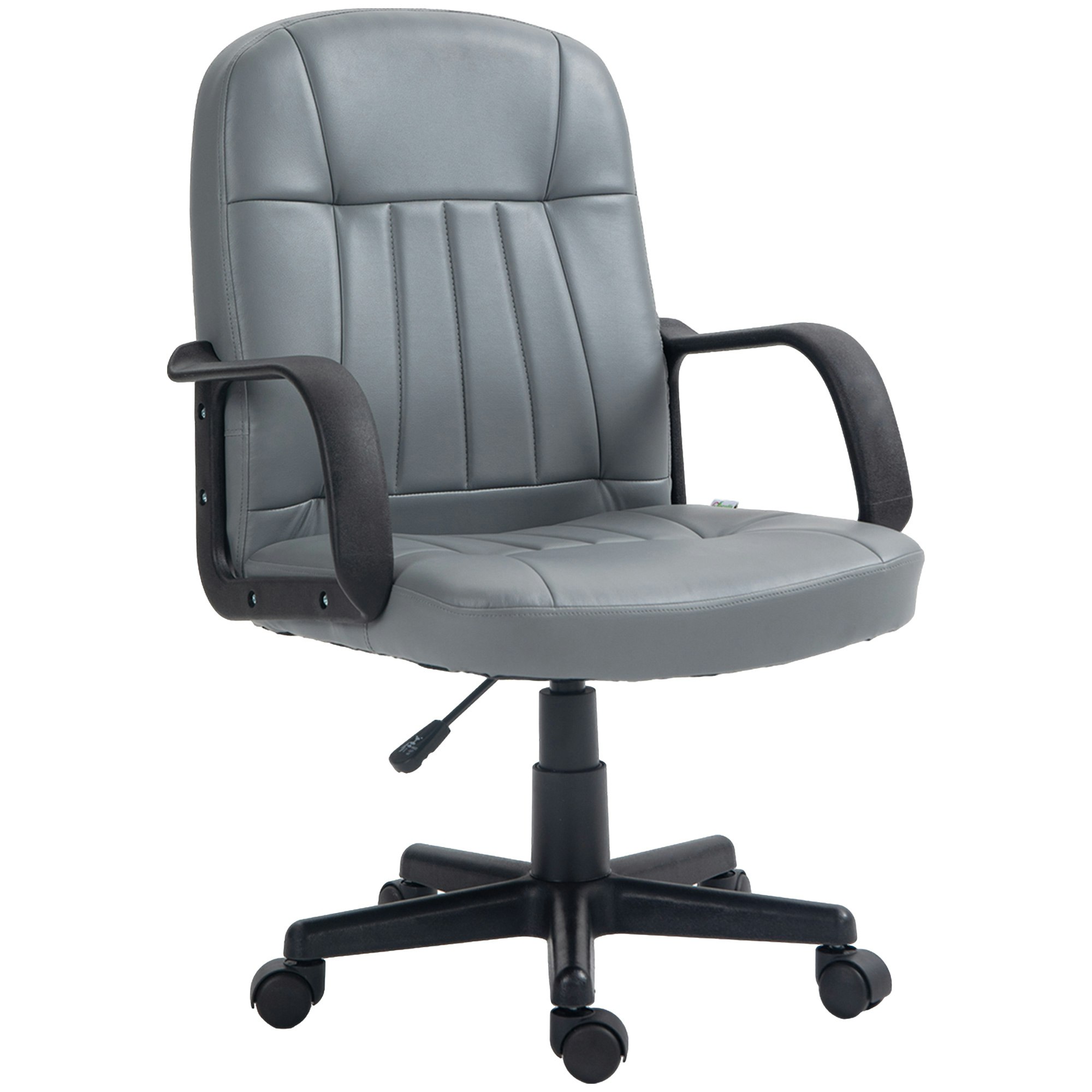 Rackhams Dark/Brown/Grey Pu Leather Office Chair Swivel Home Computer Desk Chair, Large
