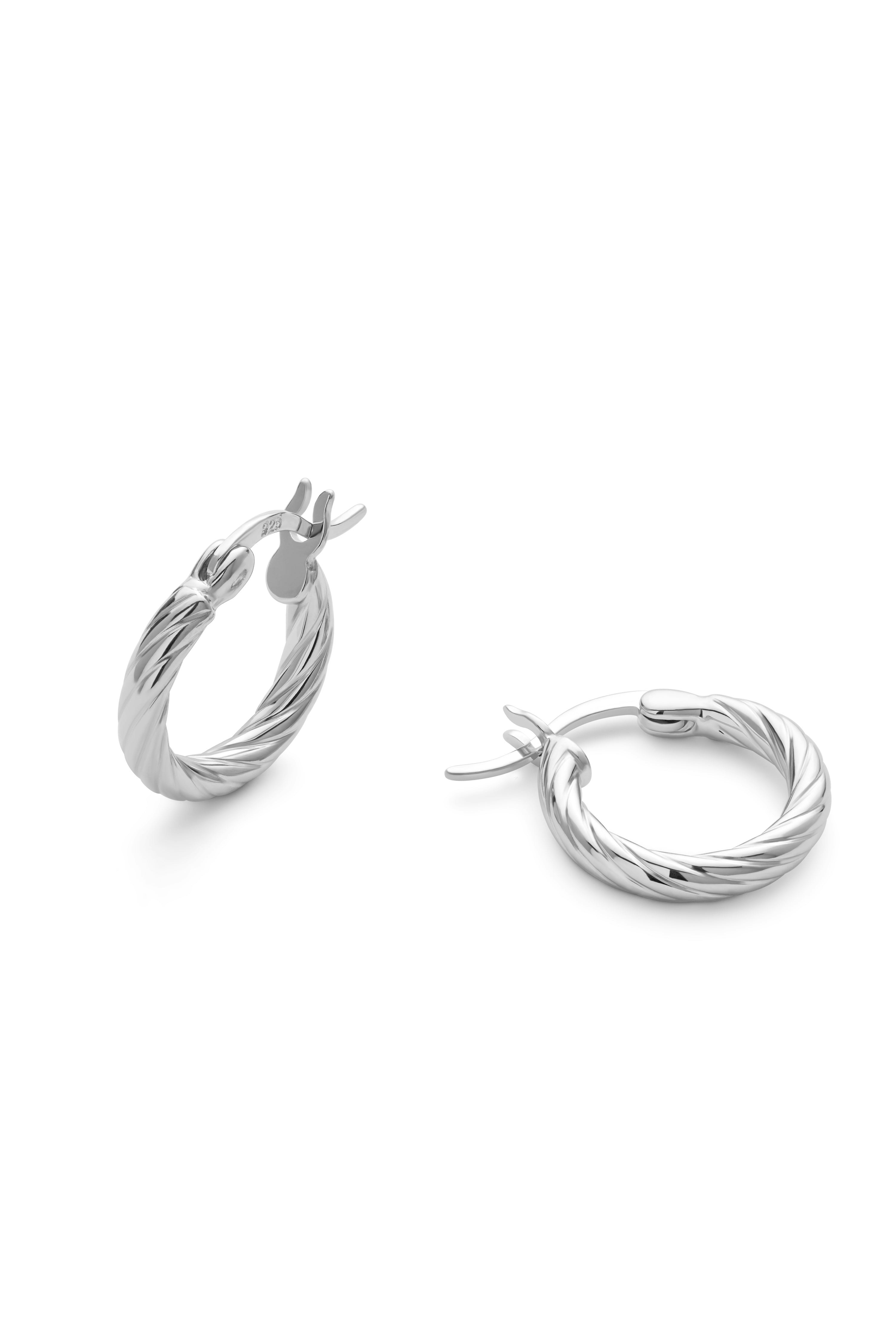 Elk & Bloom Silver Small Sterling Twist Huggie Hoop Earrings - Yes Please