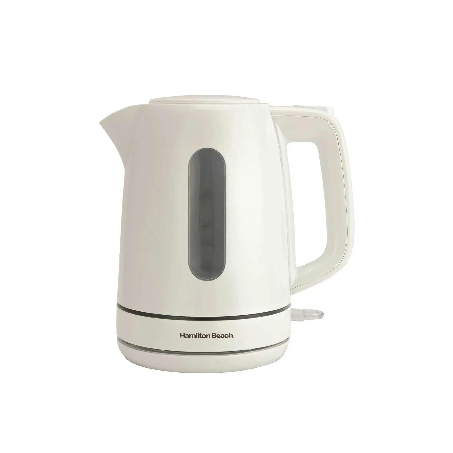 Hamilton Beach Electric Kettle, Compact, 1L, Plastic, Boil Dry Protection, Auto Shut Off, Push Button Lid, Water Level Window, UK Strix Technology, White - HB3038W1 - Image 4