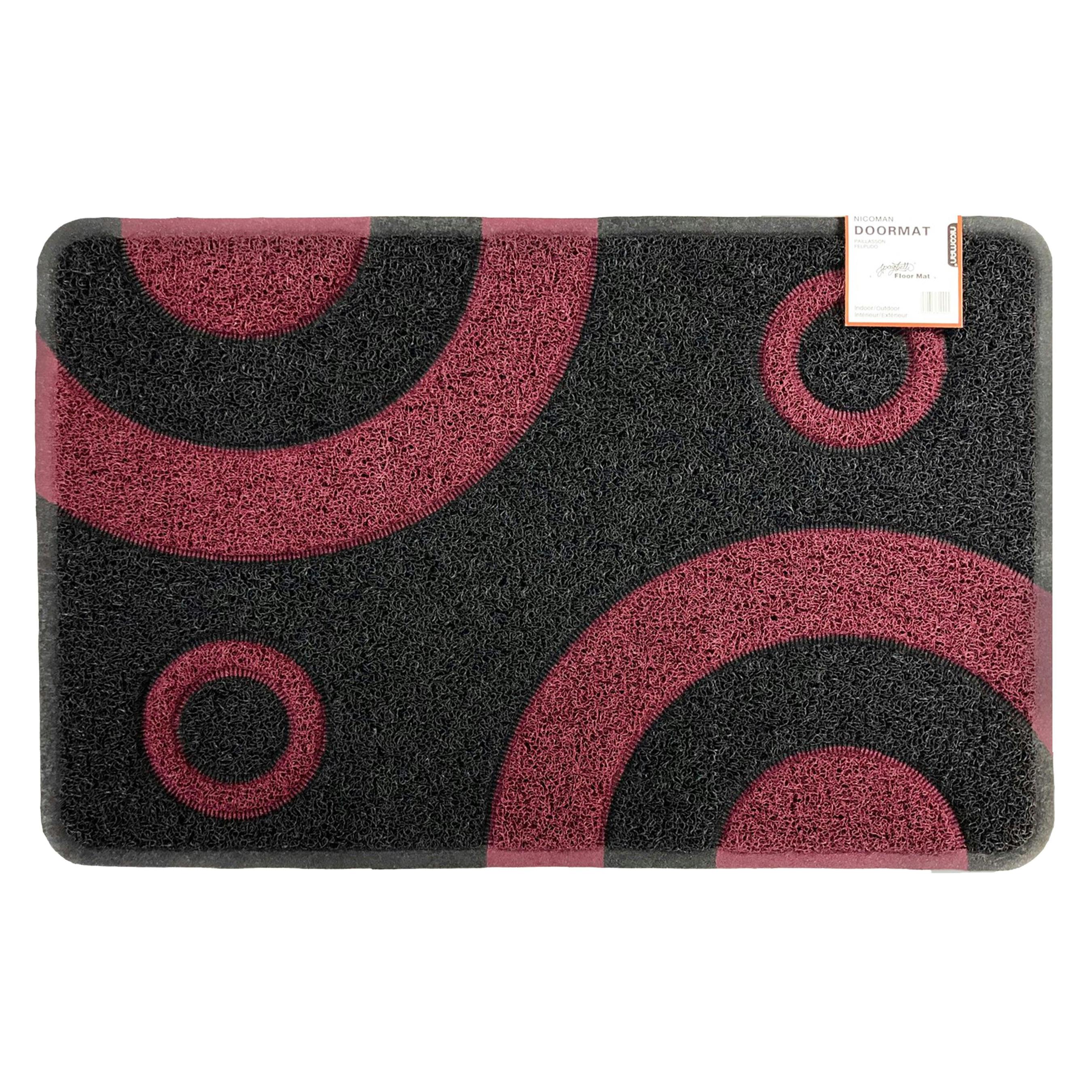 Nicoman Black/Purple Geo Circle Spaghetti Doormat 90X60cm - With Circles