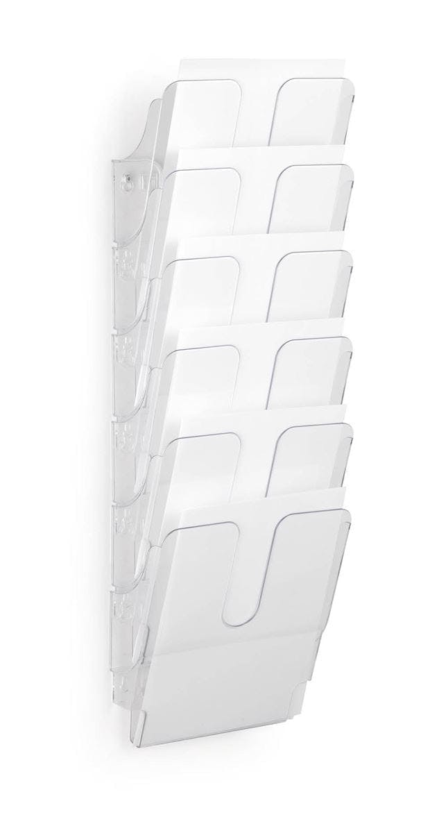 Rackhams Flexiplus 6 Wall Mounted Literature Tray | A4 Portrait Holder | Clear