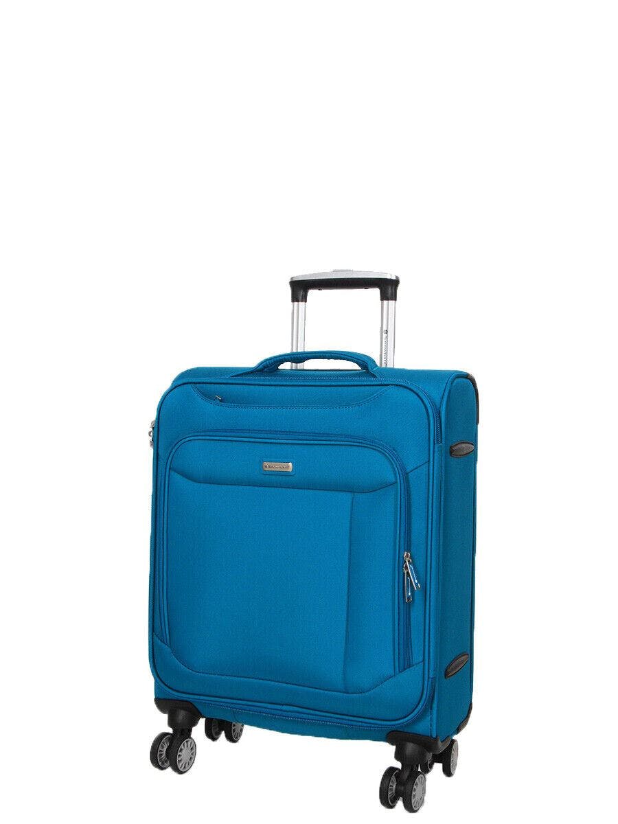 Snowball Soft Lightweight Dual 4 Wheel Suitcase Luggage - Teal - Cabin