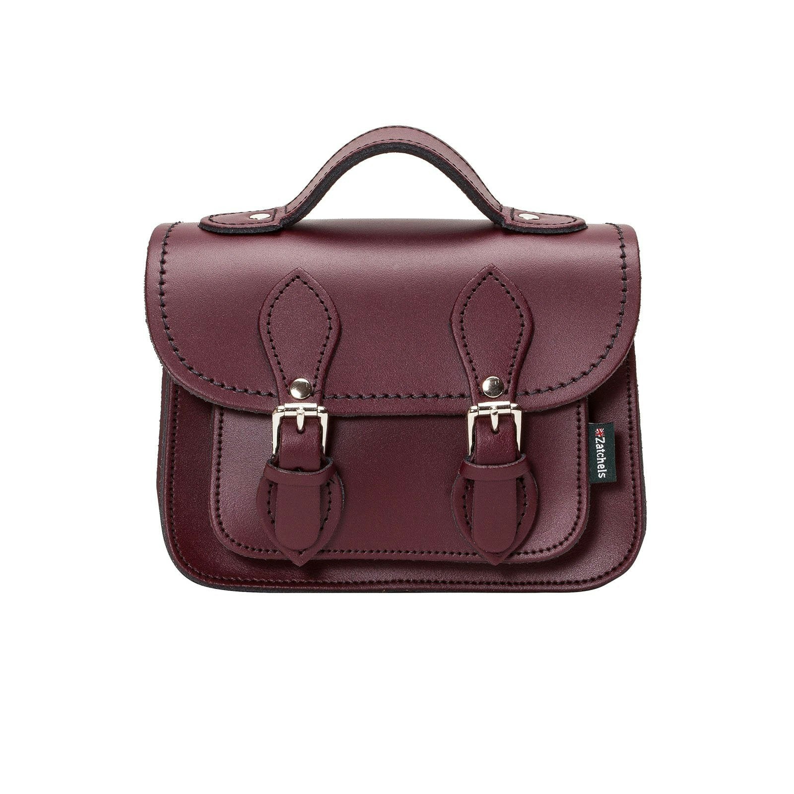 Zatchels Red Handmade Leather Micro Satchel - Marsala - Small
