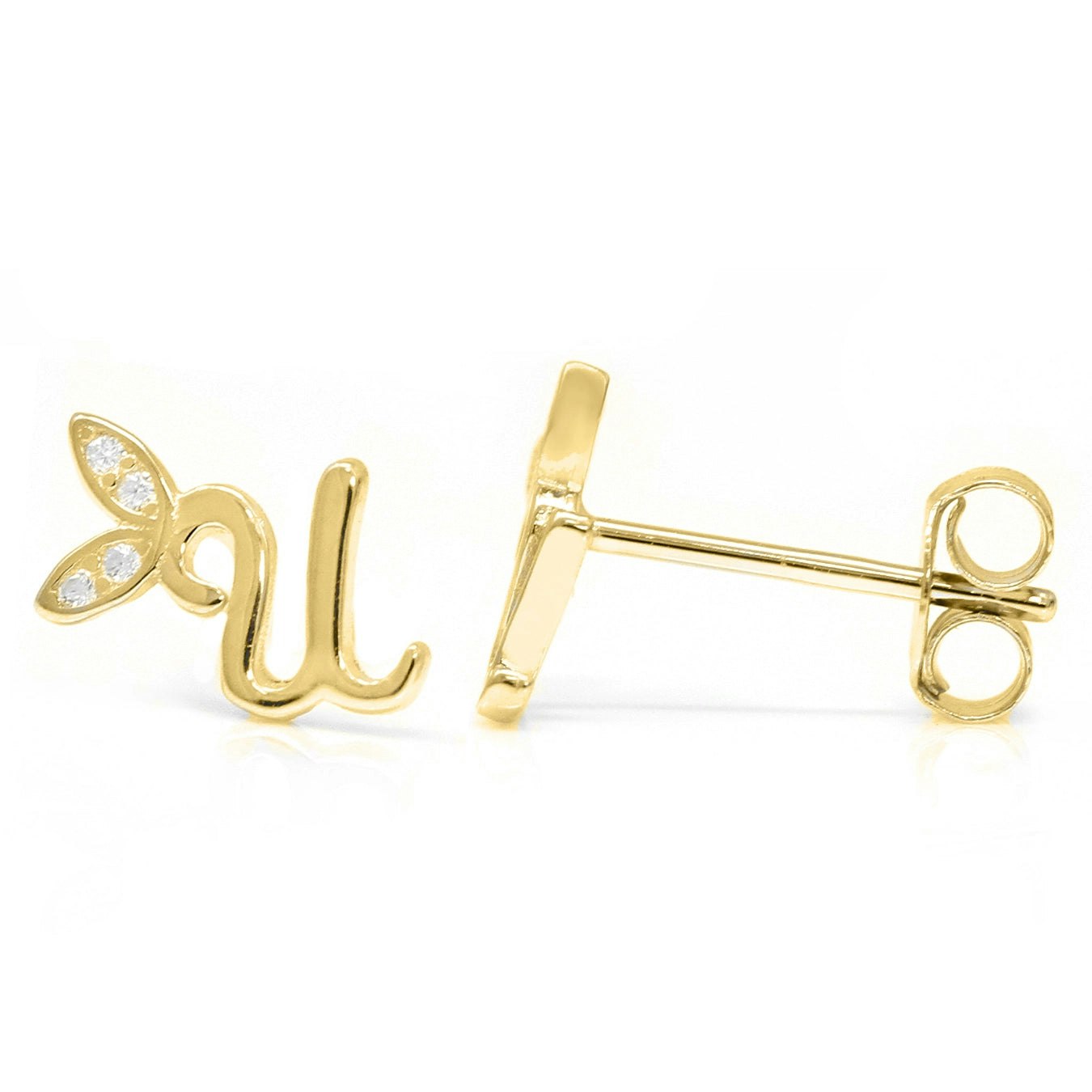 Say It With Yellow/Gold Winged Initial Earrings - Plated - U