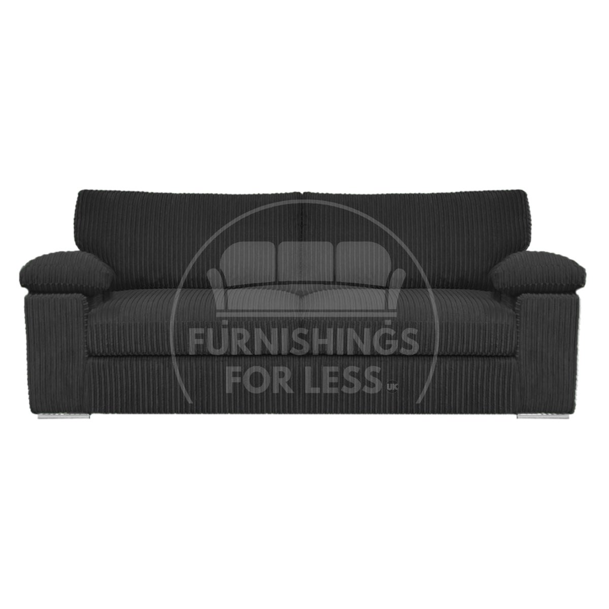 Rackhams Black Delta Full Jumbo Cord 3 Seater Sofa