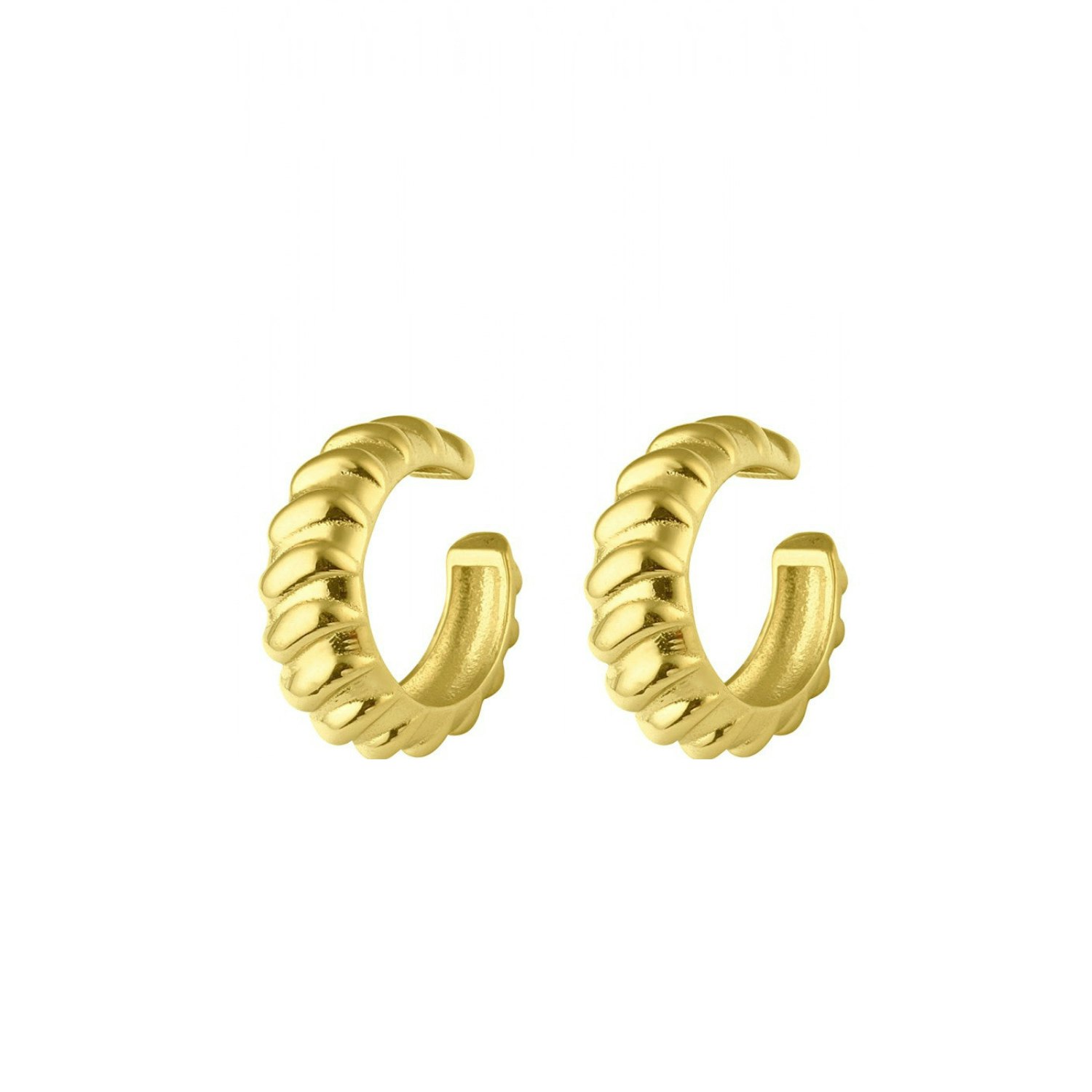 Spero London Silver/Gold Croissant Ear Cuffs No Piercing Sterling Pair