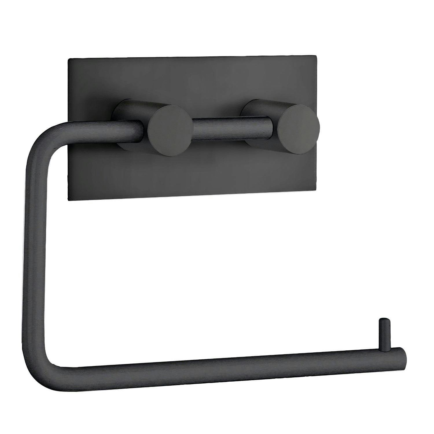 Rackhams Black Stainless Steel Toilet Roll Holder Self Adhesive Bathroom Wall Mounted