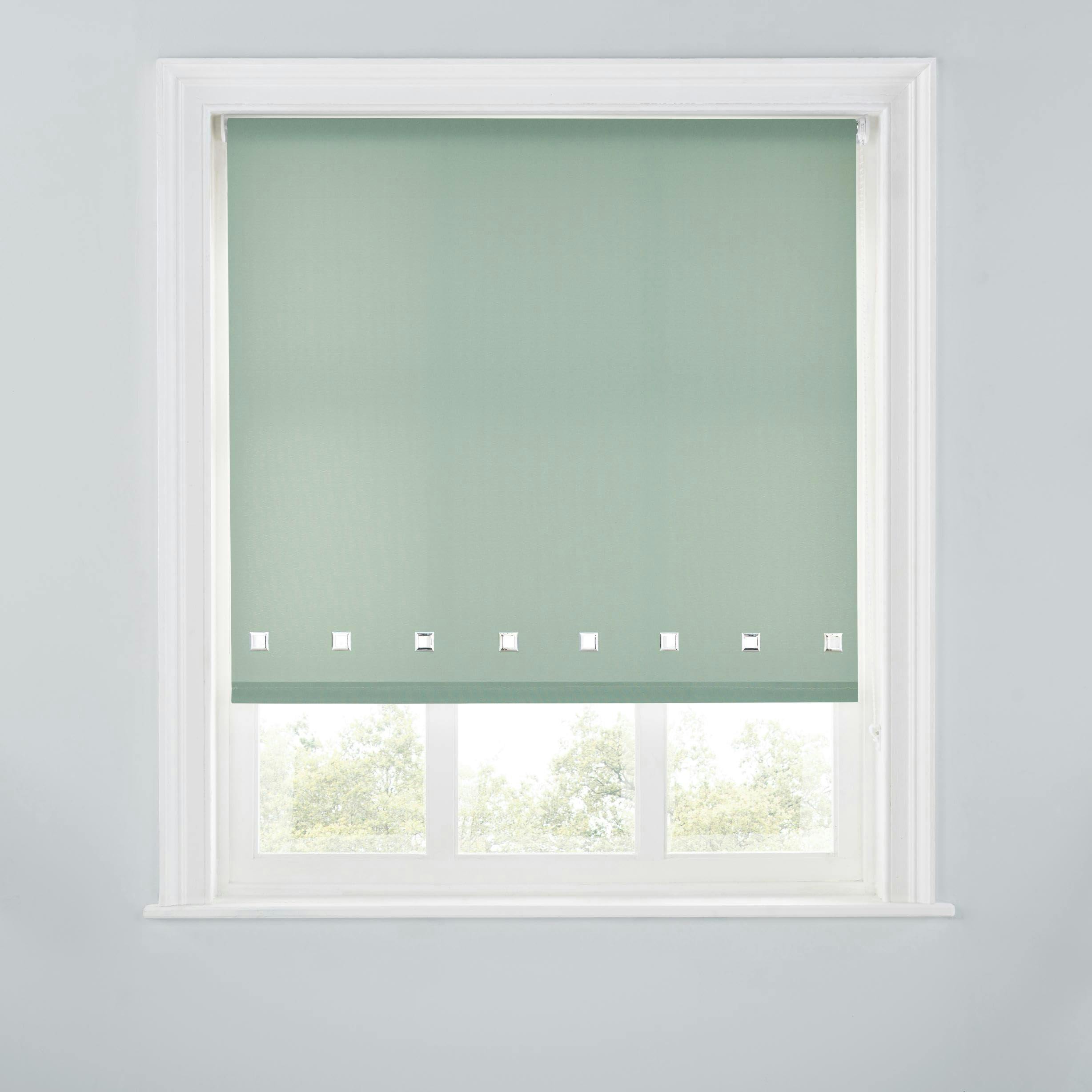 Rackhams Light Trimmable Square Eyelet Roller Blind - 4Ft - Sage - 120Cm(W)X170cm(L)