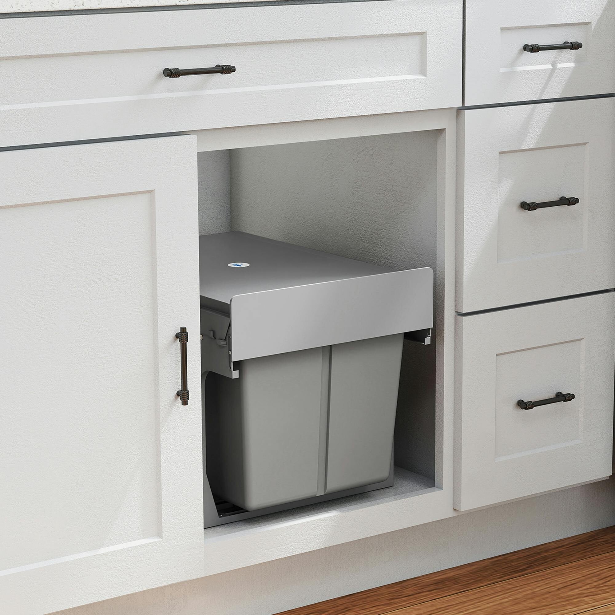 Homcom Pull Out Bin, Under Sink Bin - 3 Compartments (15L + 2 X 8L) - Image 3