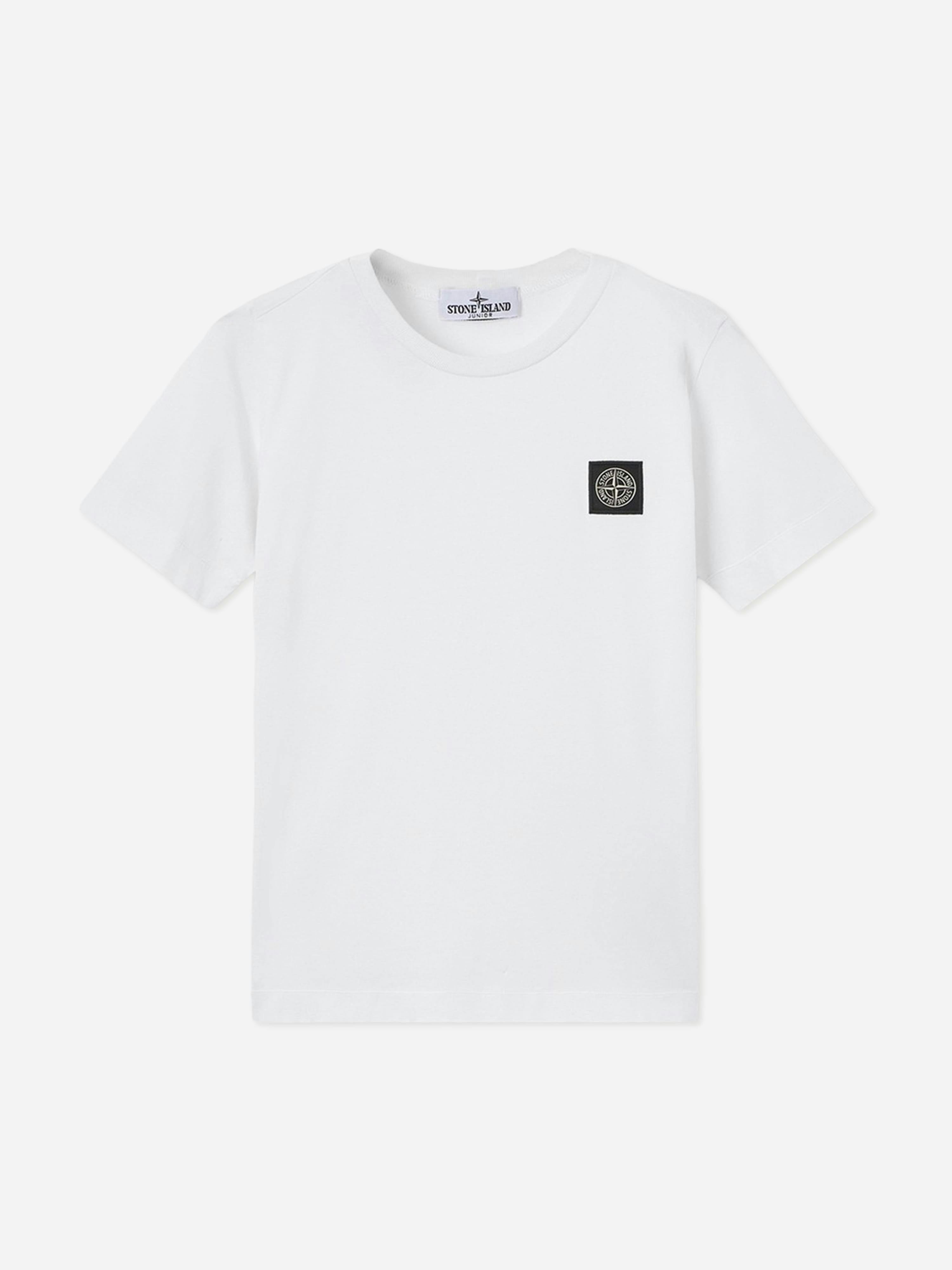 Stone Island Junior Boys White Stone Island 30/1 Cotton Jersey T-Shirt In - 4 Yrs