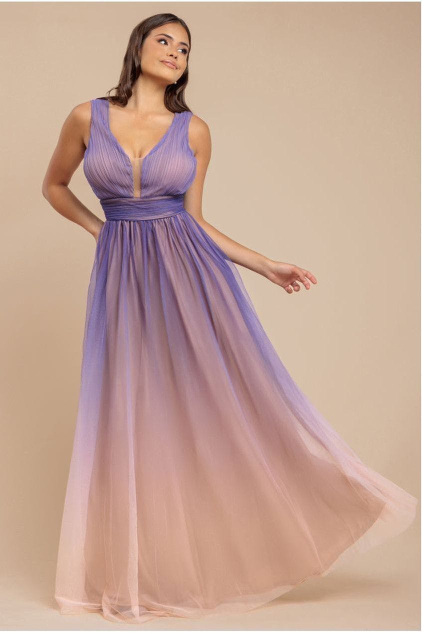 Goddiva Lilac Sleeveless Ombre Pleated A-Line Maxi Dress - Ombre By - Ombre - 14