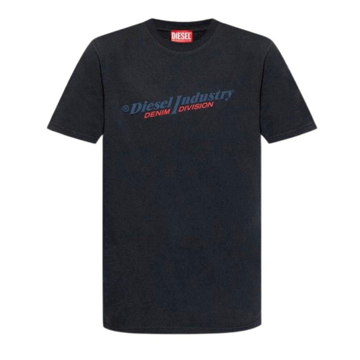Diesel Unisex Blue Adult Industry Denim Division Logo T-Shirt - Navy - L - Navy - 100% Cotton