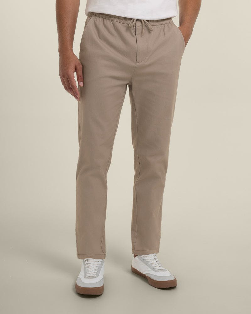Larsson & Co Drawstring Waist Slim Fit Chino Trouser - 38R - Stone