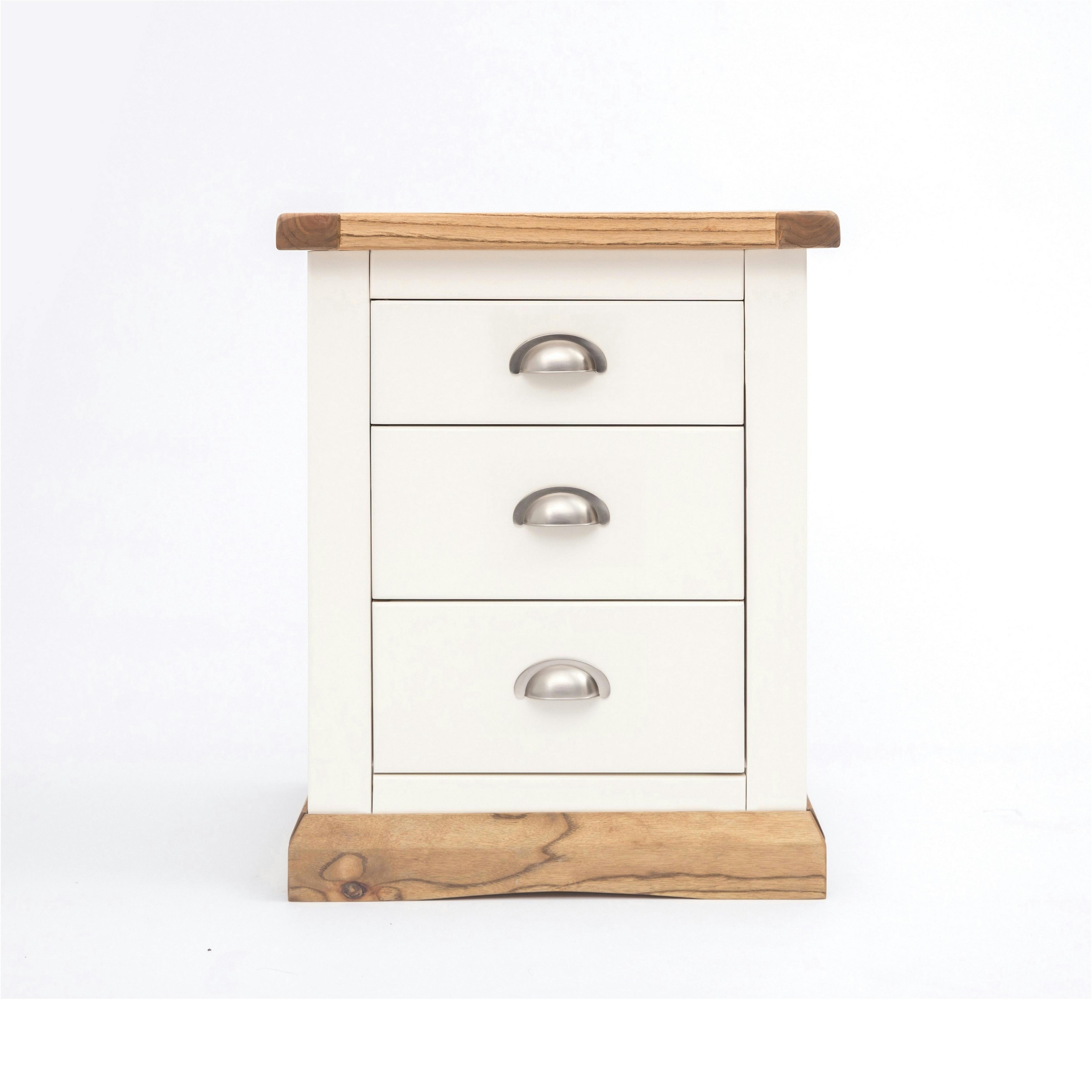 Rackhams White Tropea 3 Drawer Bedside Table - Off