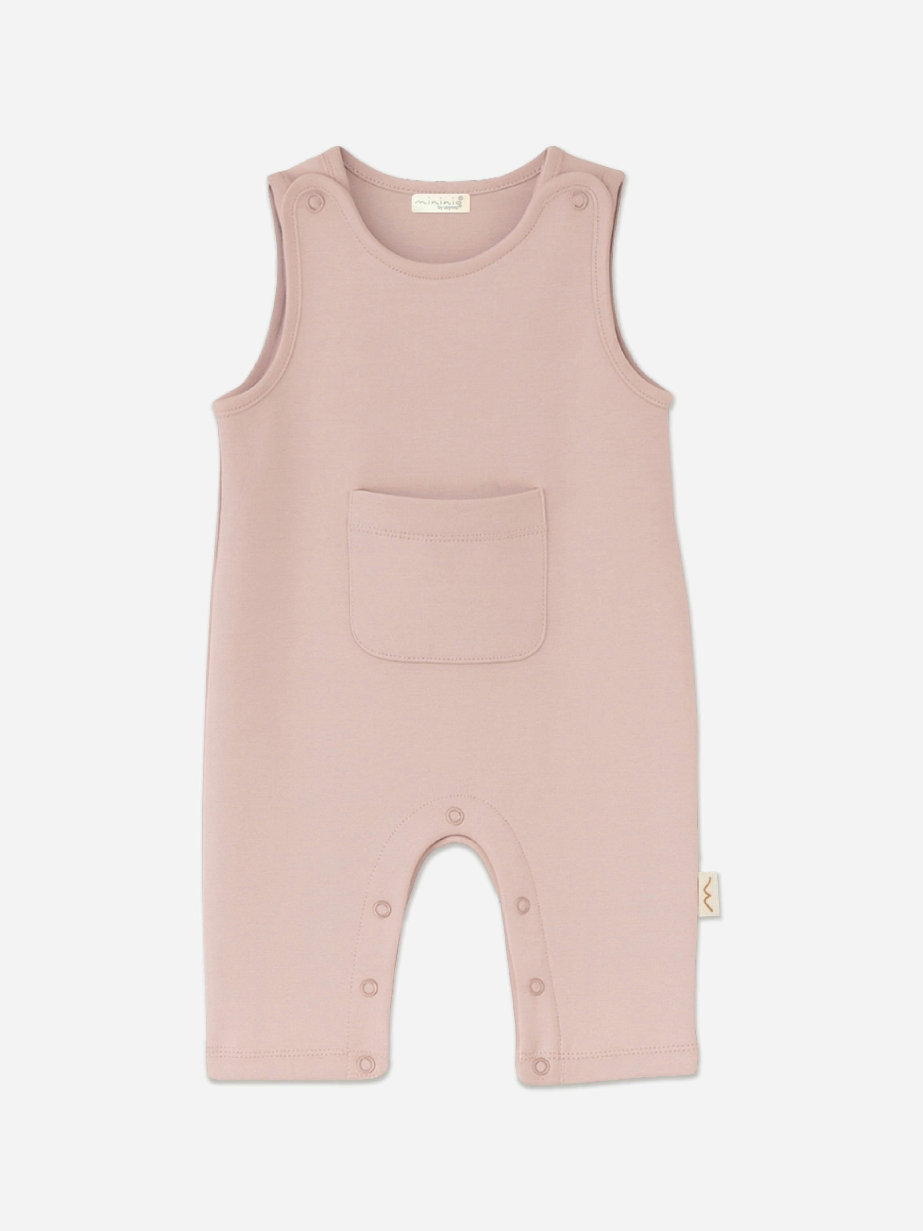 Mininio Women's Pink Baby Girls Organic Cotton Romper In - 0 - 3 Mths