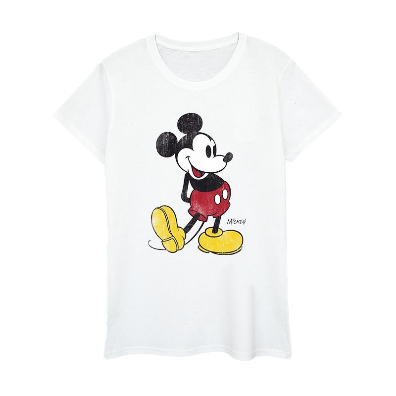 Disney Women's White / Mickey Mouse Classic Kick Cotton T-Shirt - Extra Large