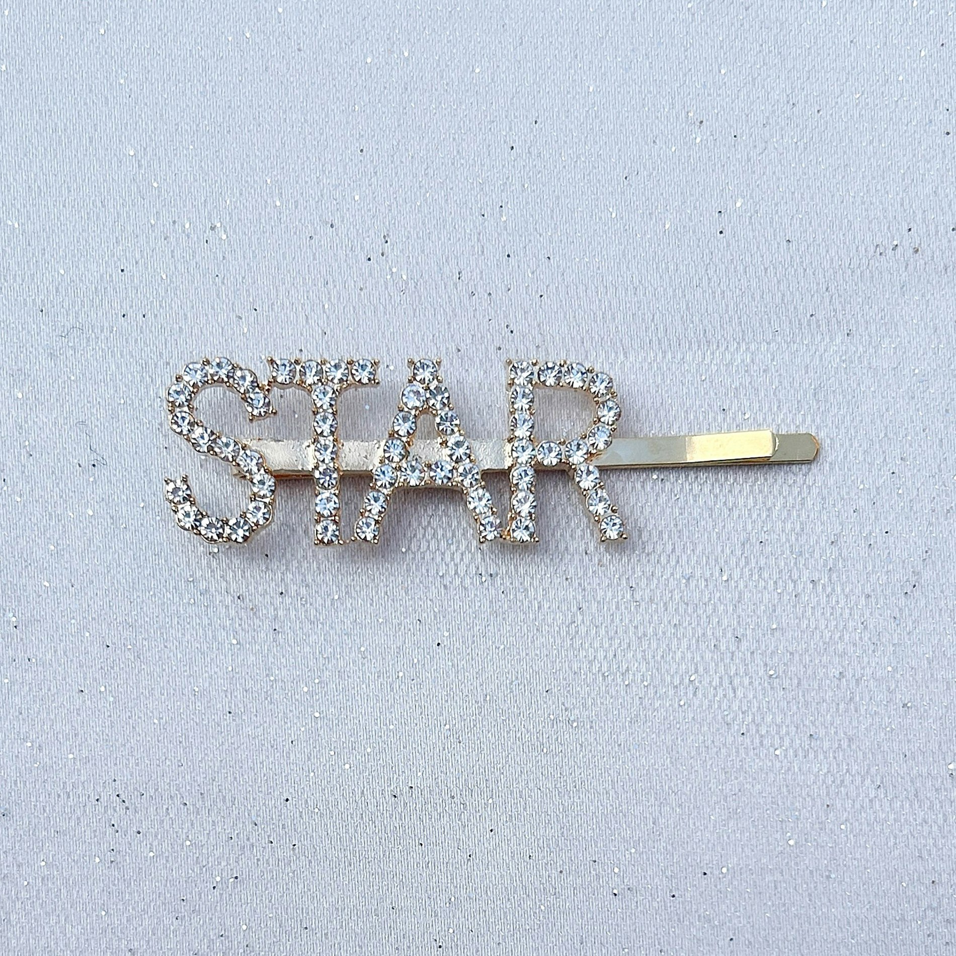 Queenmee Accessories Gold Word Hair Clip Word Hair Slide Diamante Hair Grip - Star