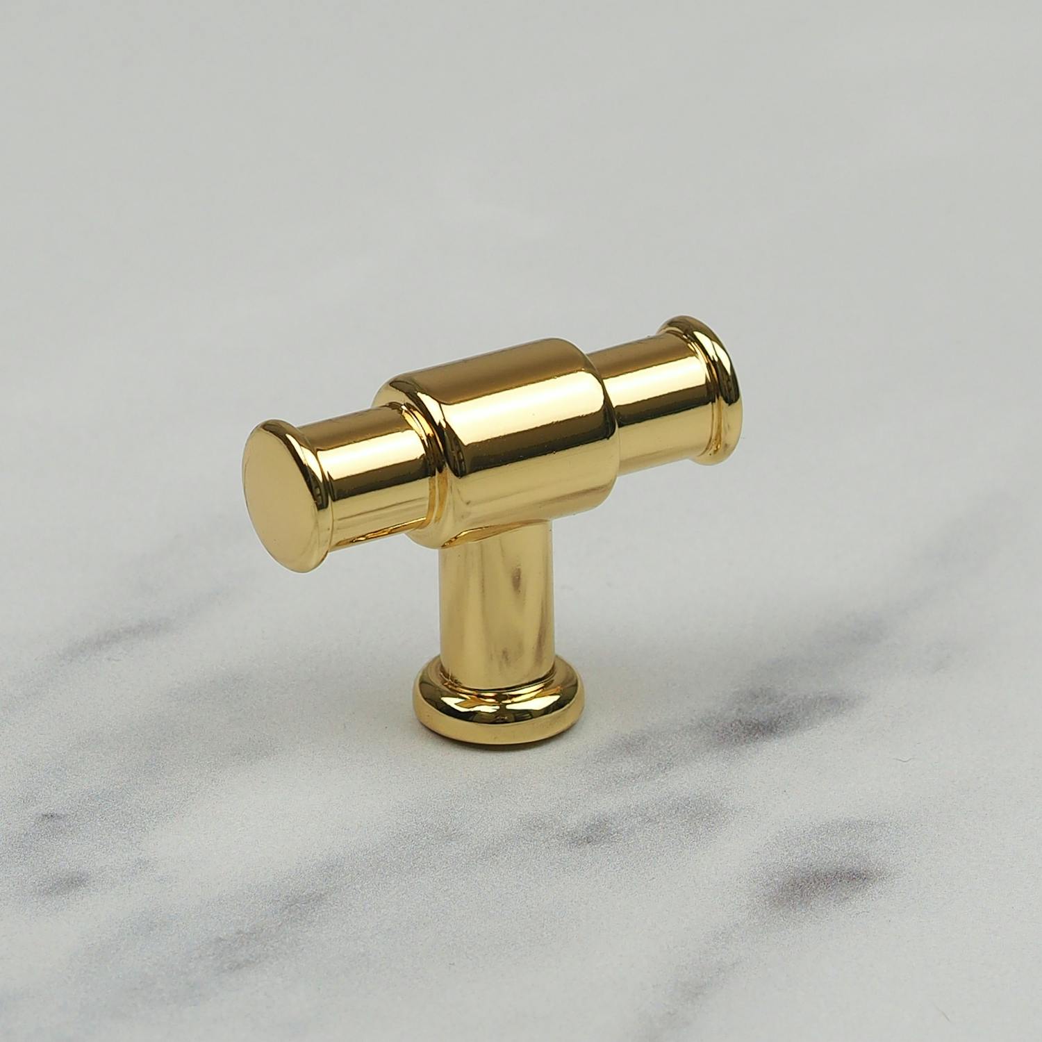 Rackhams Gold Polished Brass Clasp Detail T-Bar Handles - 40Mm Handle