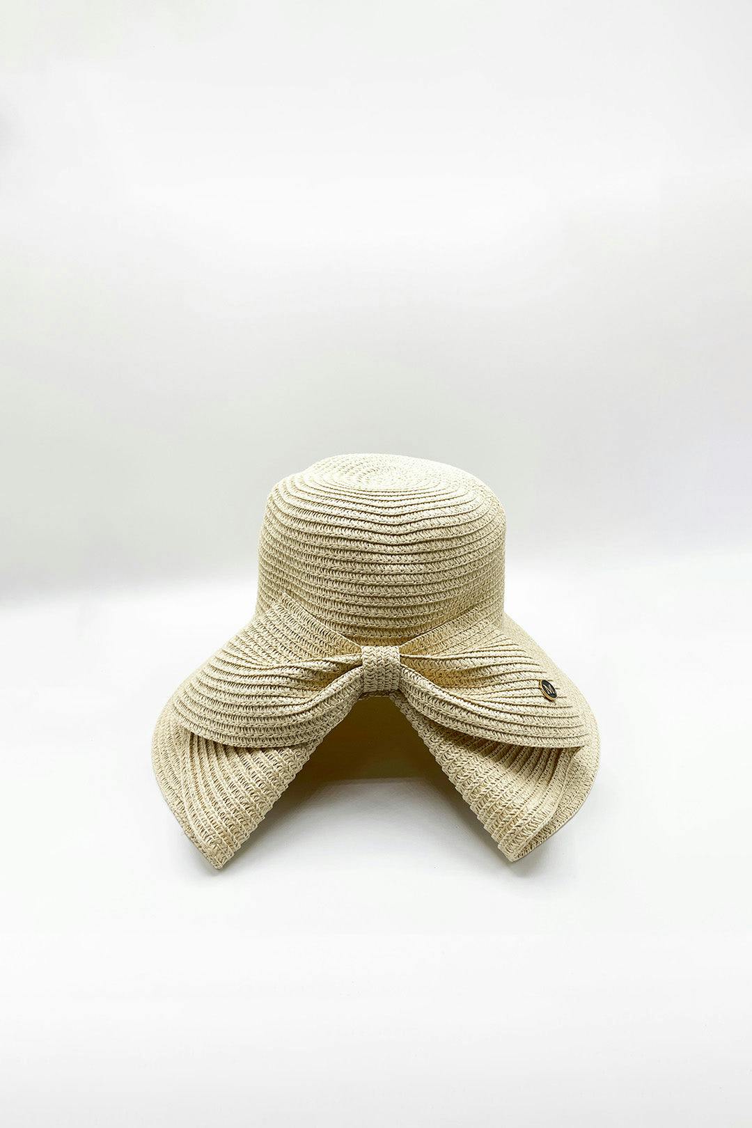 Svnx Women's Beige Bow Foldable Summer Hat In - Image 3