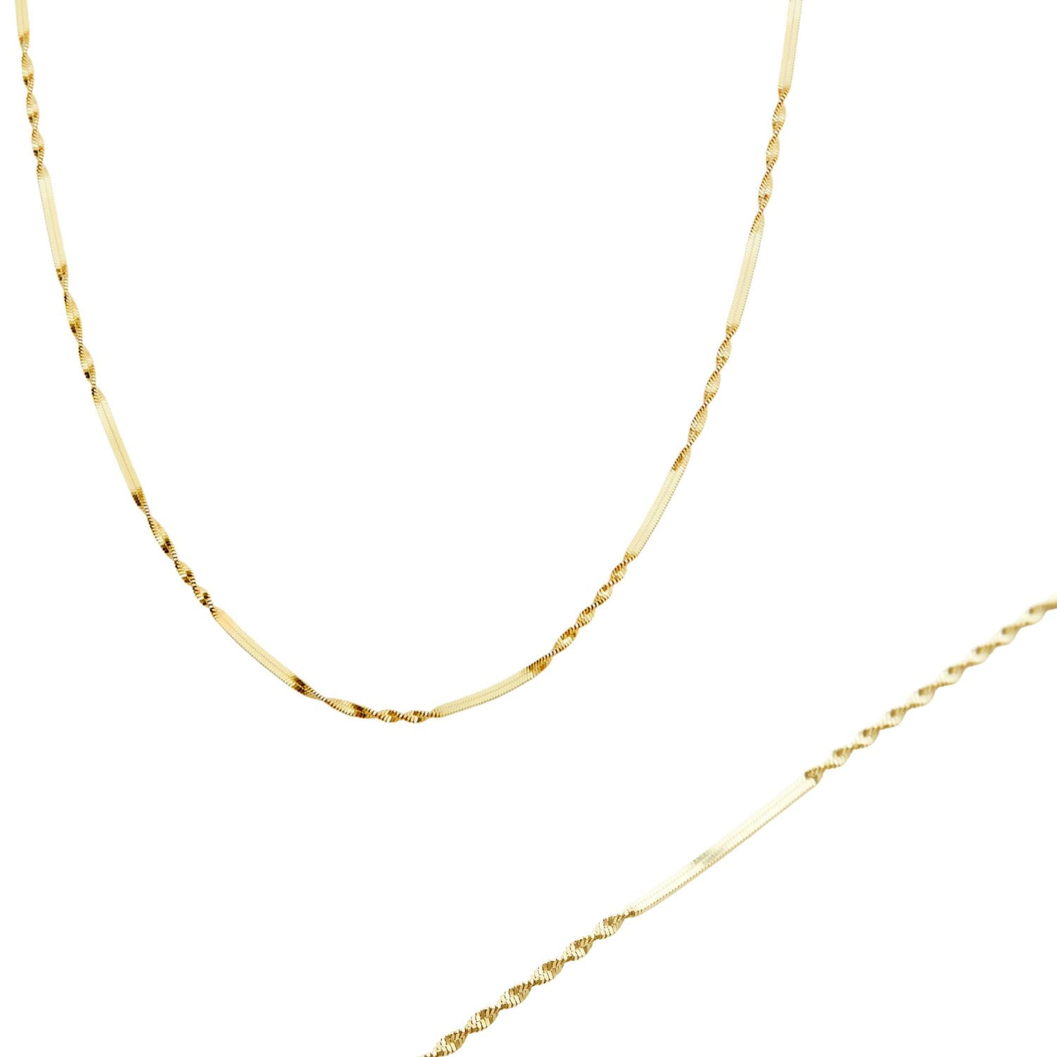 Spero London Silver/Gold Half Twisted Sterling Chain Necklace Bracelet Set Semi Singapore Chain