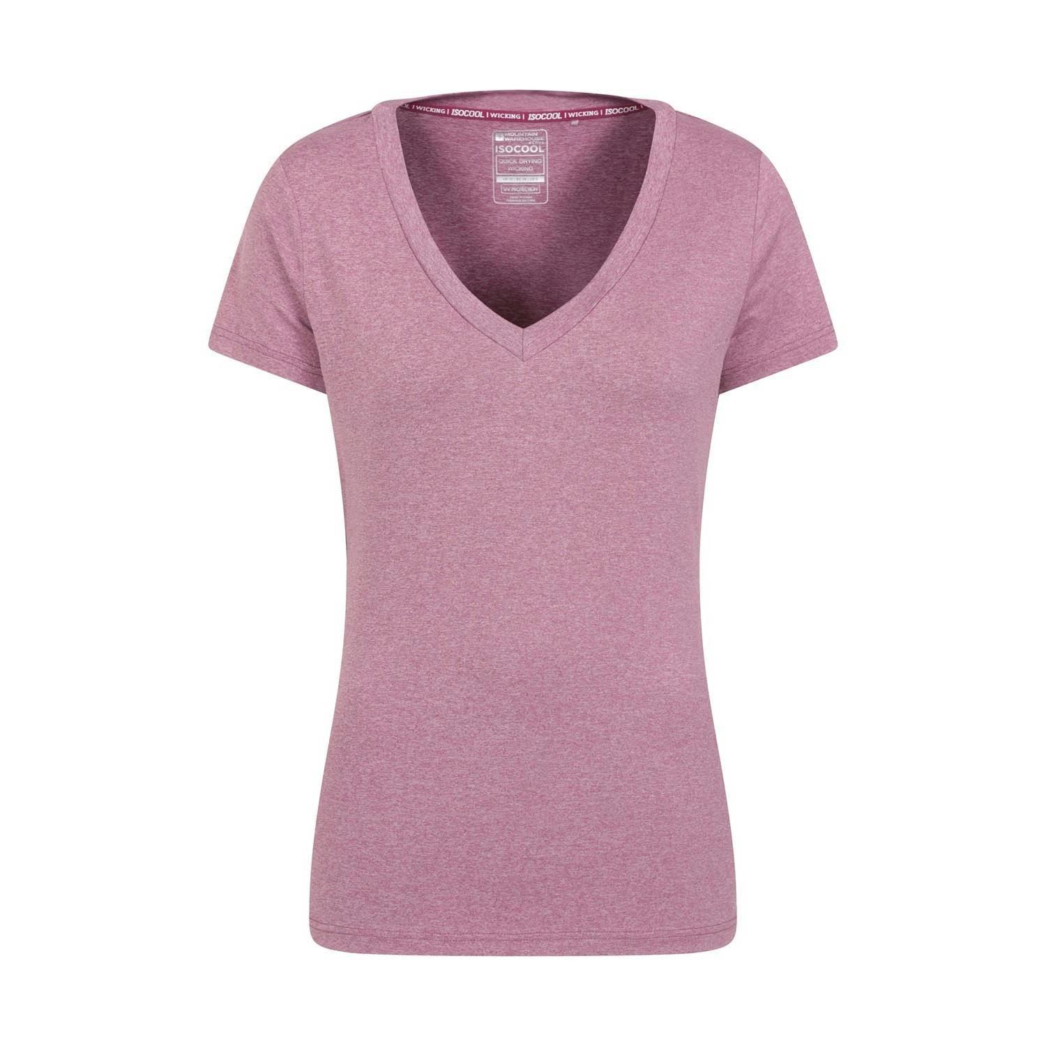 Mountain Warehouse Women's Pink / Vitality V Neck T-Shirt - 8 Uk - 90% Polyester/10% Elastane