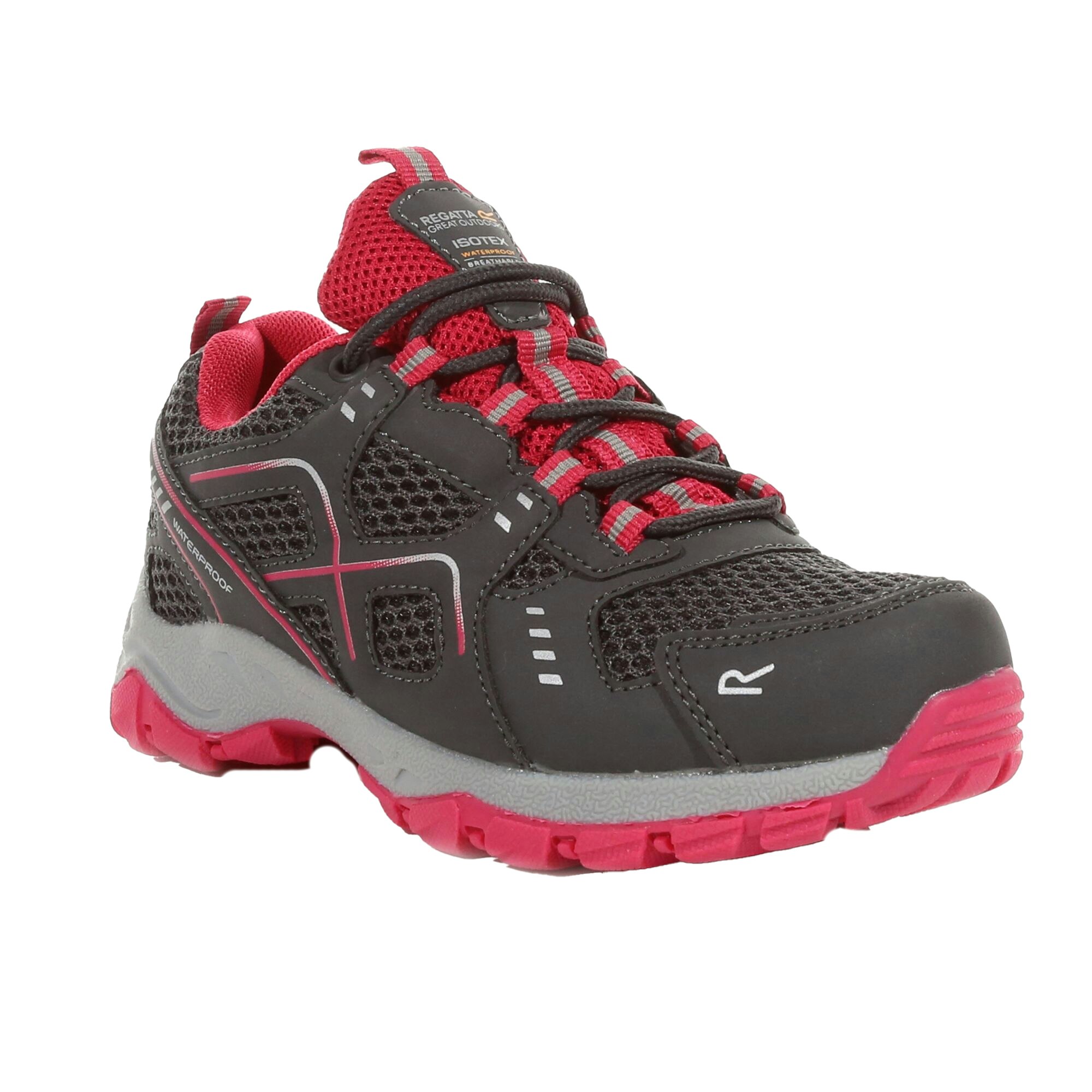 Regatta Pink Kids Vendeavour Walking Shoes - Granite/ Potion - Granite/ Potion - Size 3 Uk