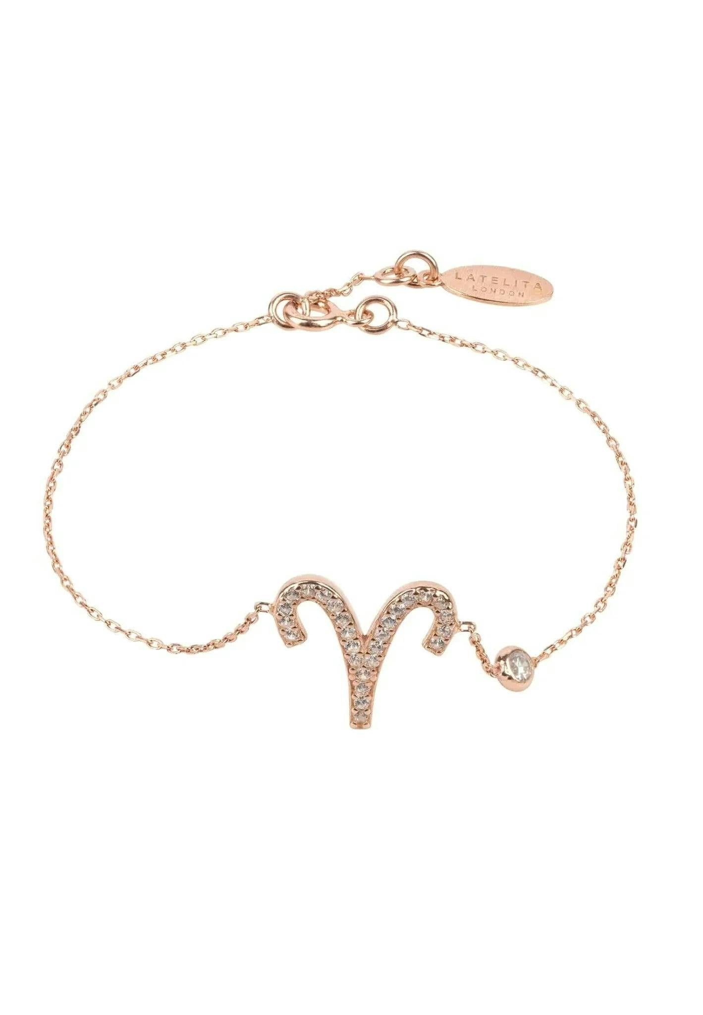 Latelita Silver/White/Light Zodiac Horoscope Star Sign Bracelet Aries - Rosegold